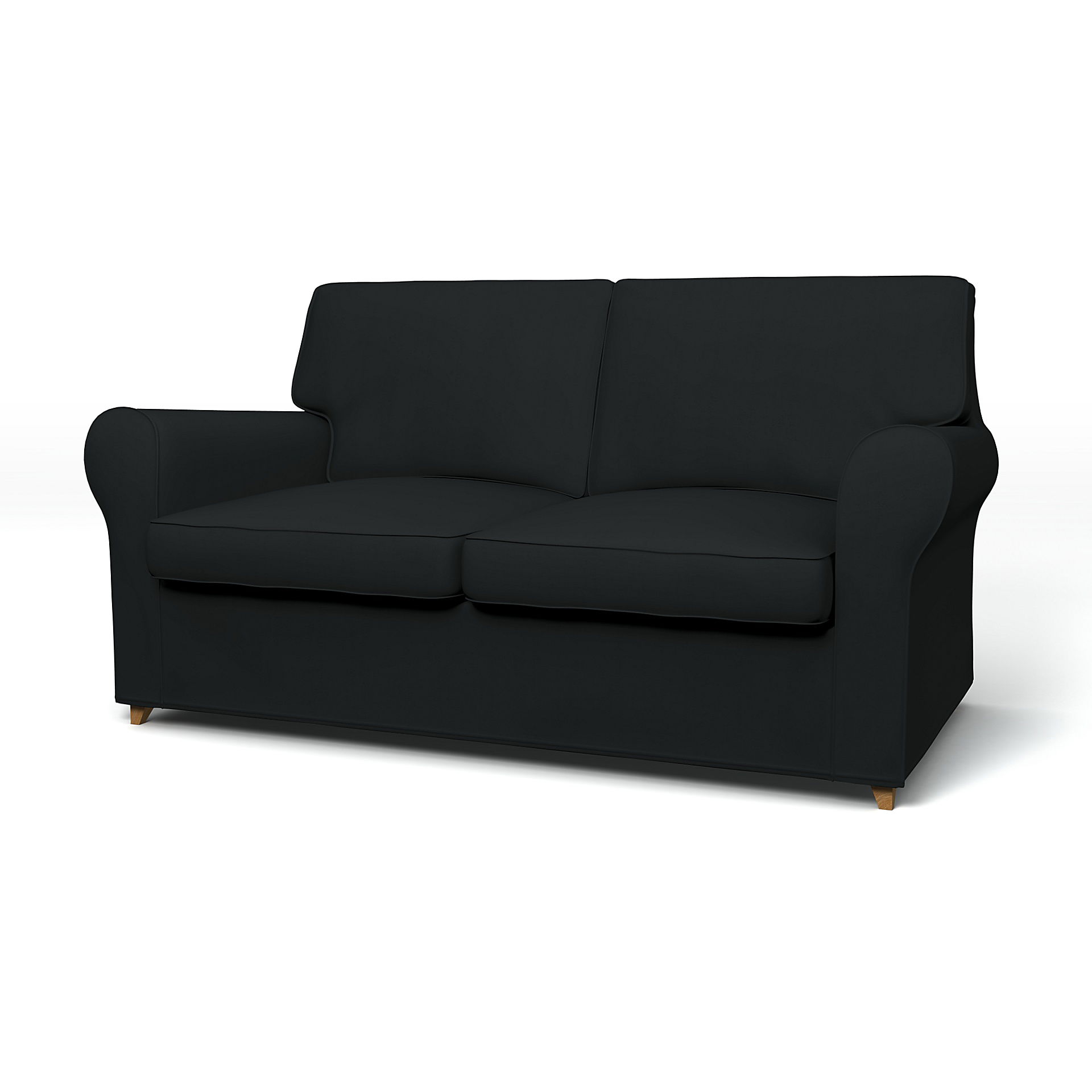 IKEA - Ängby 2 Seater Sofa Cover, Jet Black, Cotton - Bemz