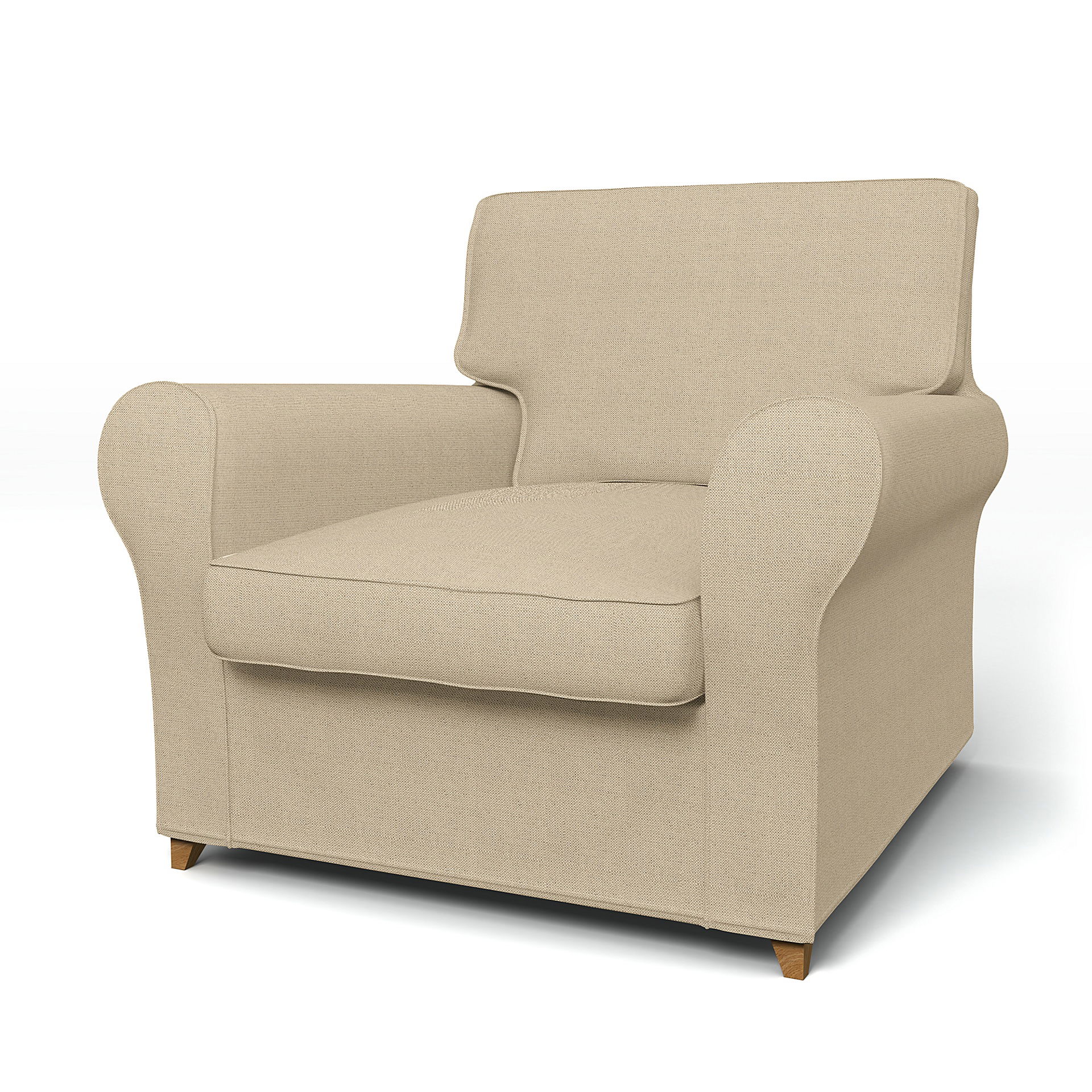 IKEA - Överdrag till Ängby fåtölj (standard modell), Unbleached, Linne - Bemz