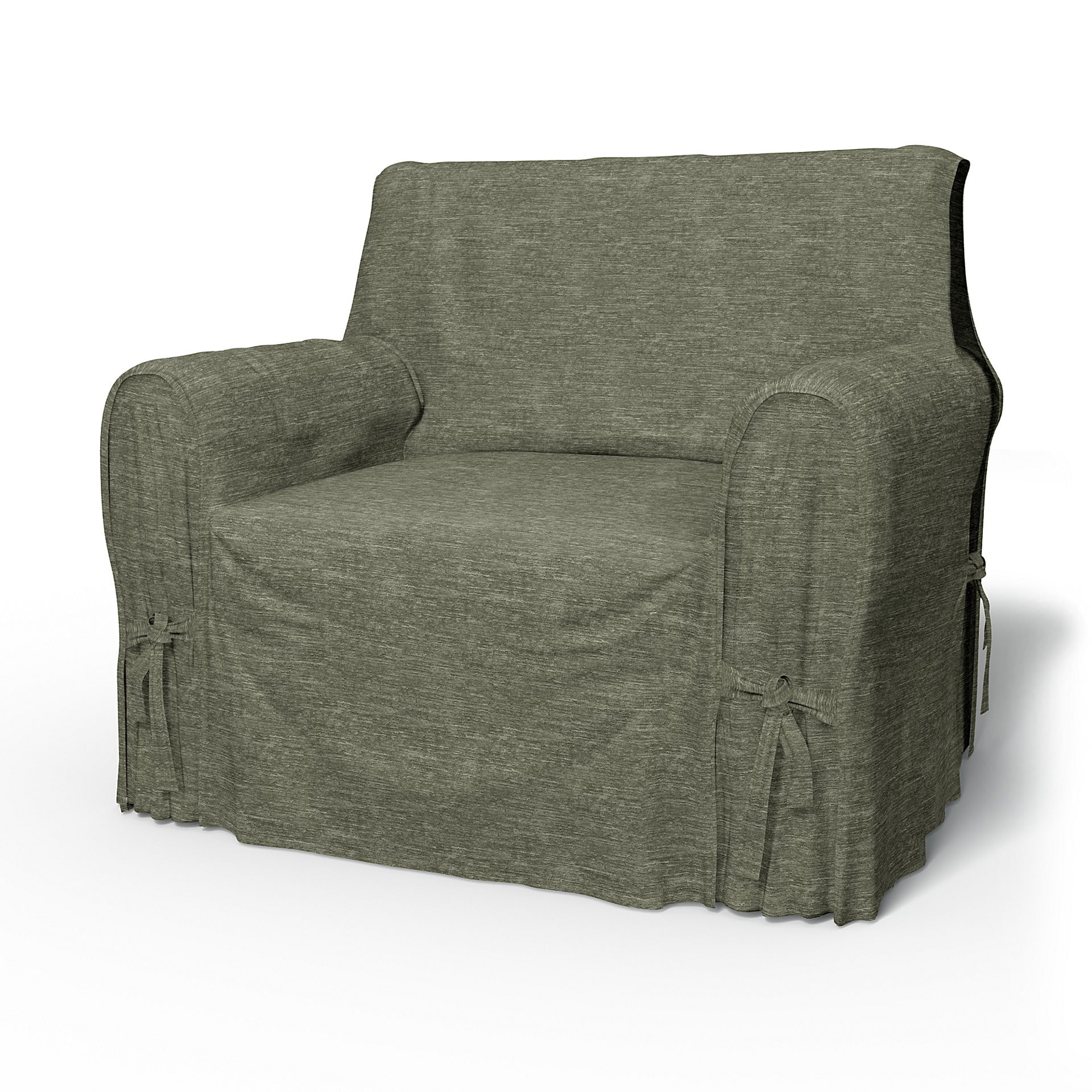 IKEA - Fåtöljöverdrag multi fit liten modell, Green Grey, Sammet - Bemz