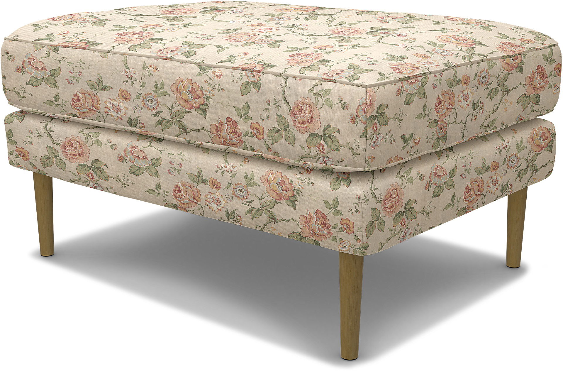IKEA - Åsljunga Footstool, Rosenträd Light, BEMZ x BORÅSTAPETER COLLECTION - Bemz