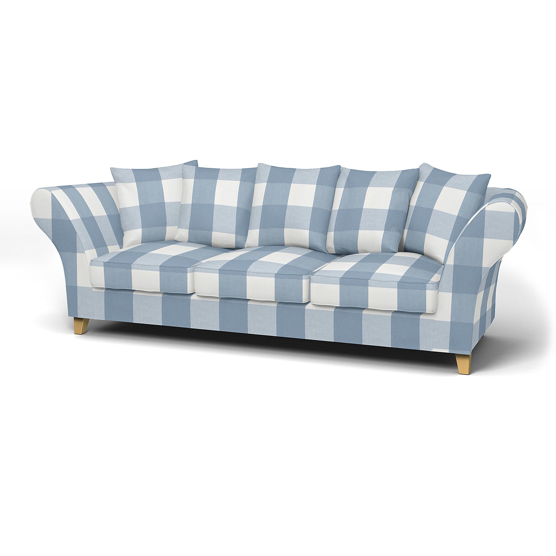 IKEA - Backa 3.5 Seater Sofa Cover, Sky Blue, Linen - Bemz