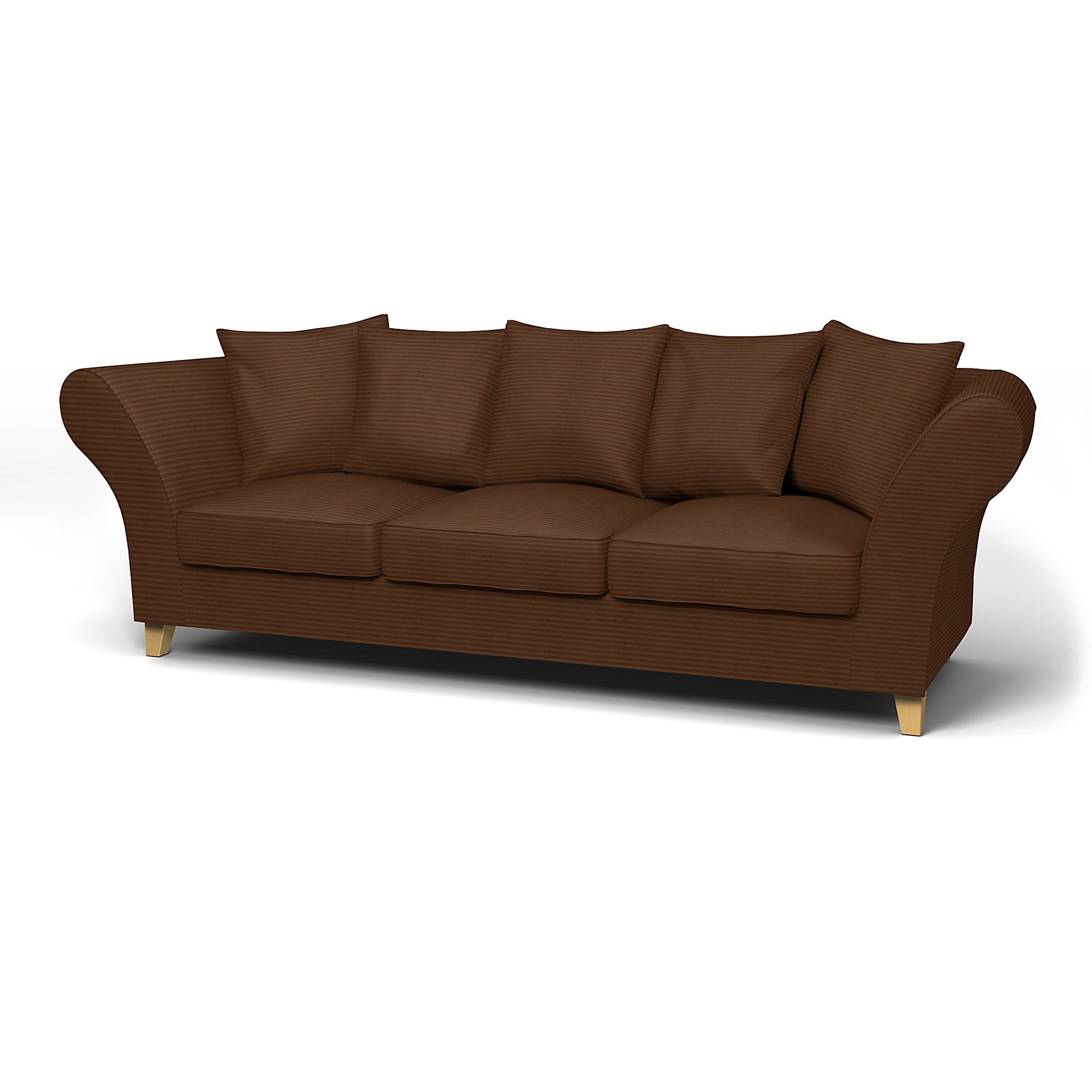 IKEA - Backa 3.5 Seater Sofa Cover, Chocolate Brown, Corduroy - Bemz