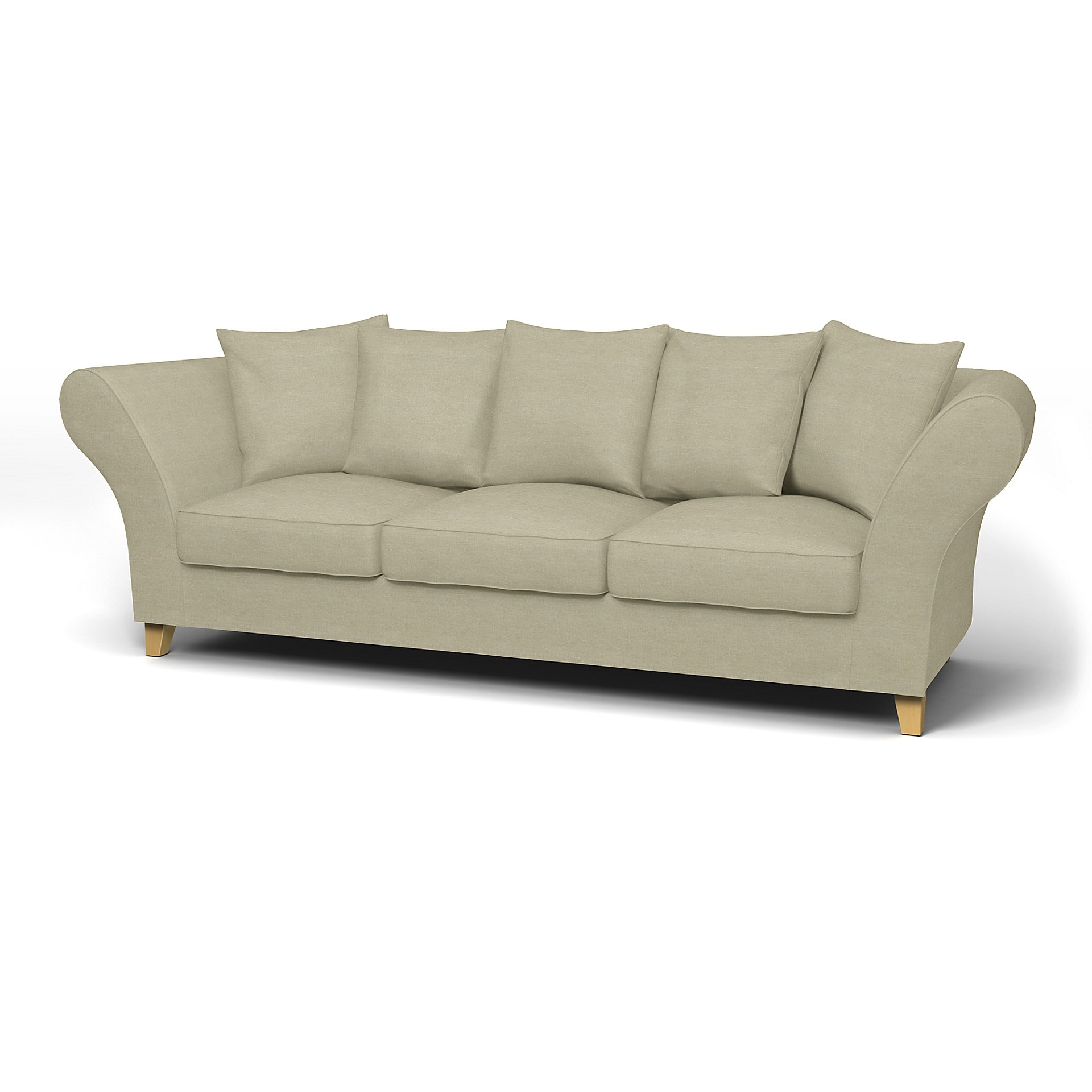 IKEA - Backa 3.5 Seater Sofa Cover, Pebble, Linen - Bemz