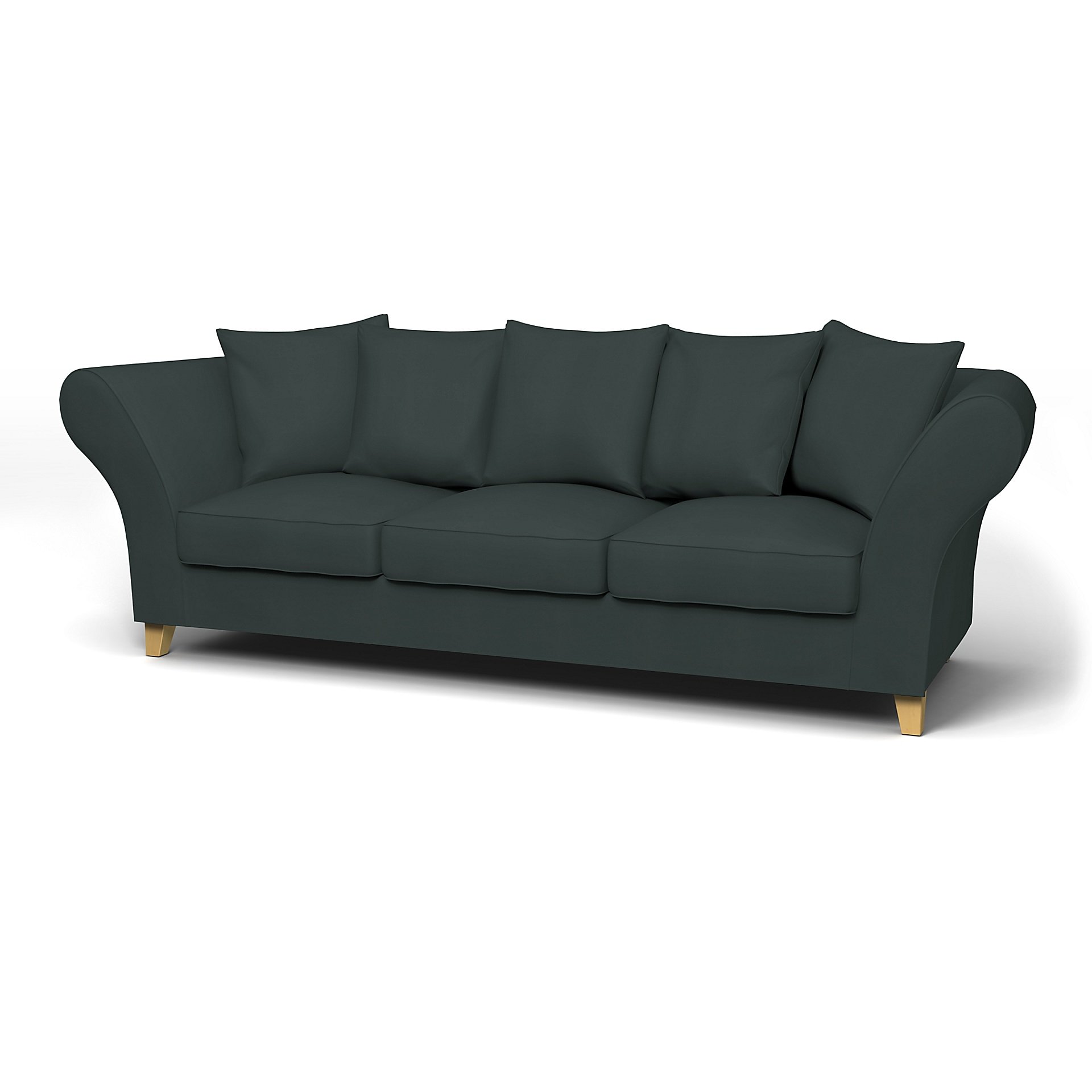 IKEA - Backa 3.5 Seater Sofa Cover, Graphite Grey, Cotton - Bemz