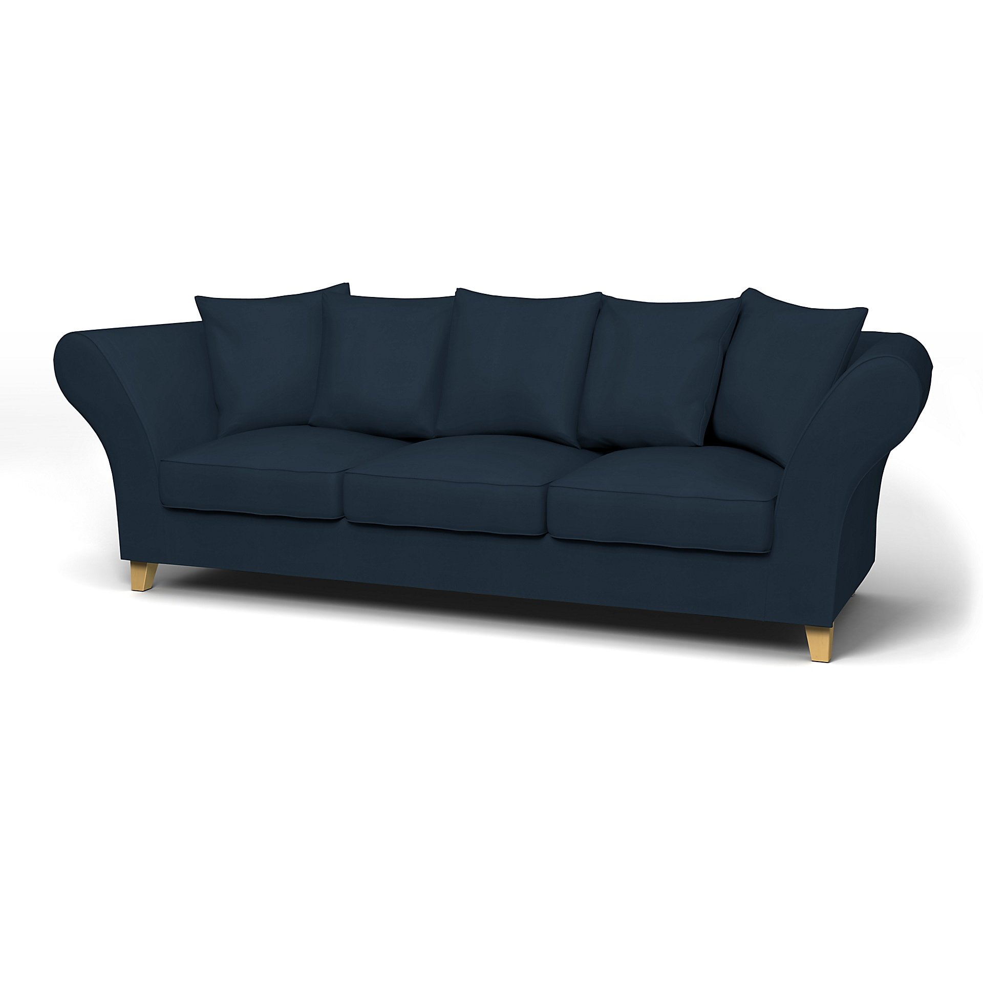 IKEA - Backa 3.5 Seater Sofa Cover, Navy Blue, Cotton - Bemz
