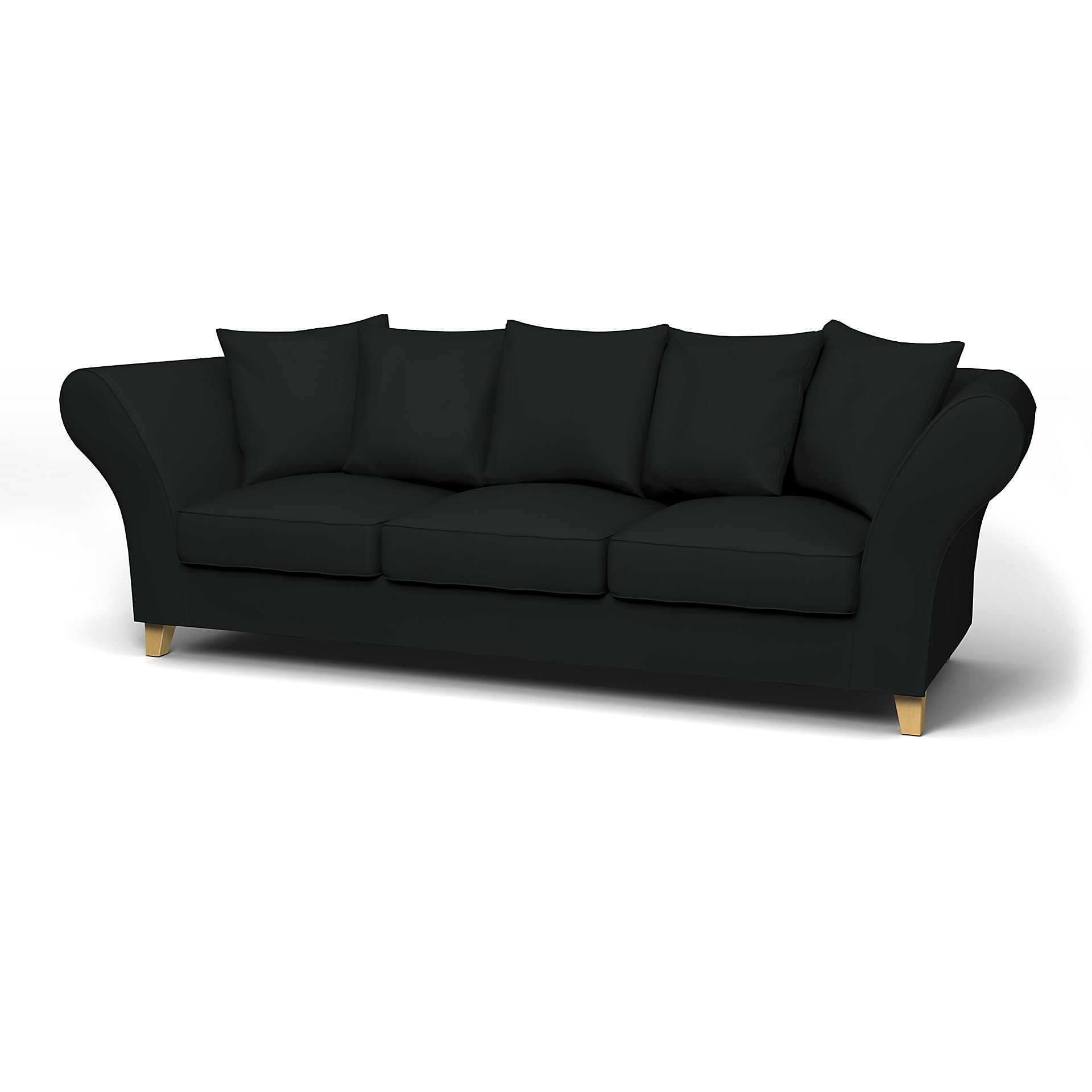 IKEA - Backa 3.5 Seater Sofa Cover, Jet Black, Cotton - Bemz