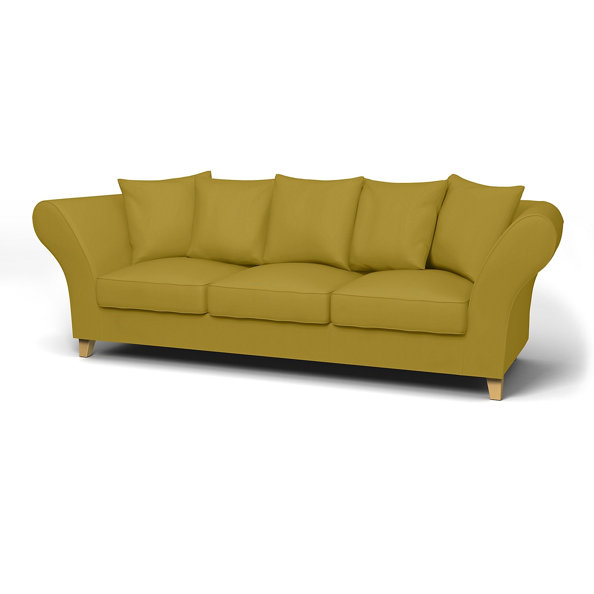 IKEA - Backa 3.5 Seater Sofa Cover, Olive Oil, Cotton - Bemz