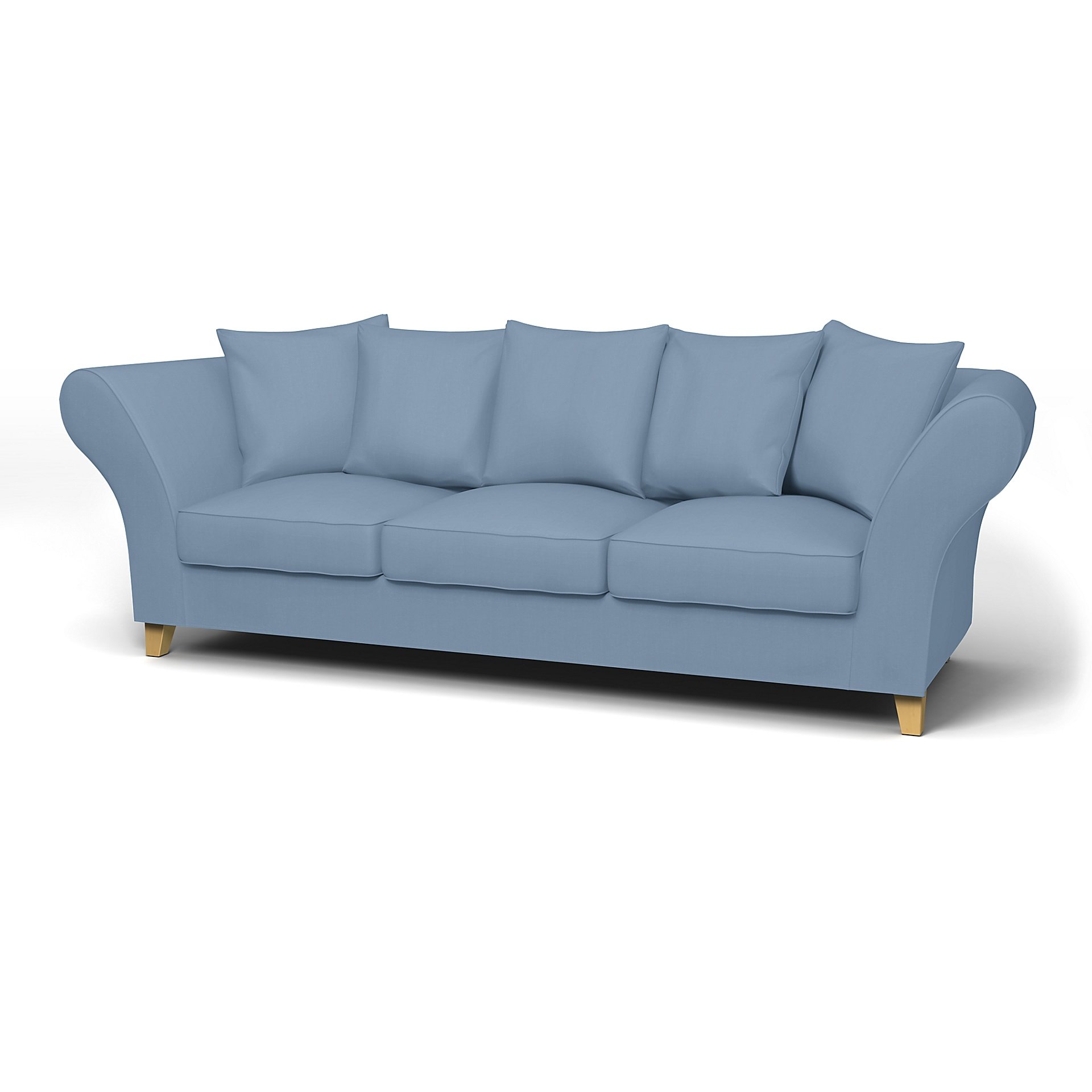 IKEA - Backa 3.5 Seater Sofa Cover, Dusty Blue, Cotton - Bemz