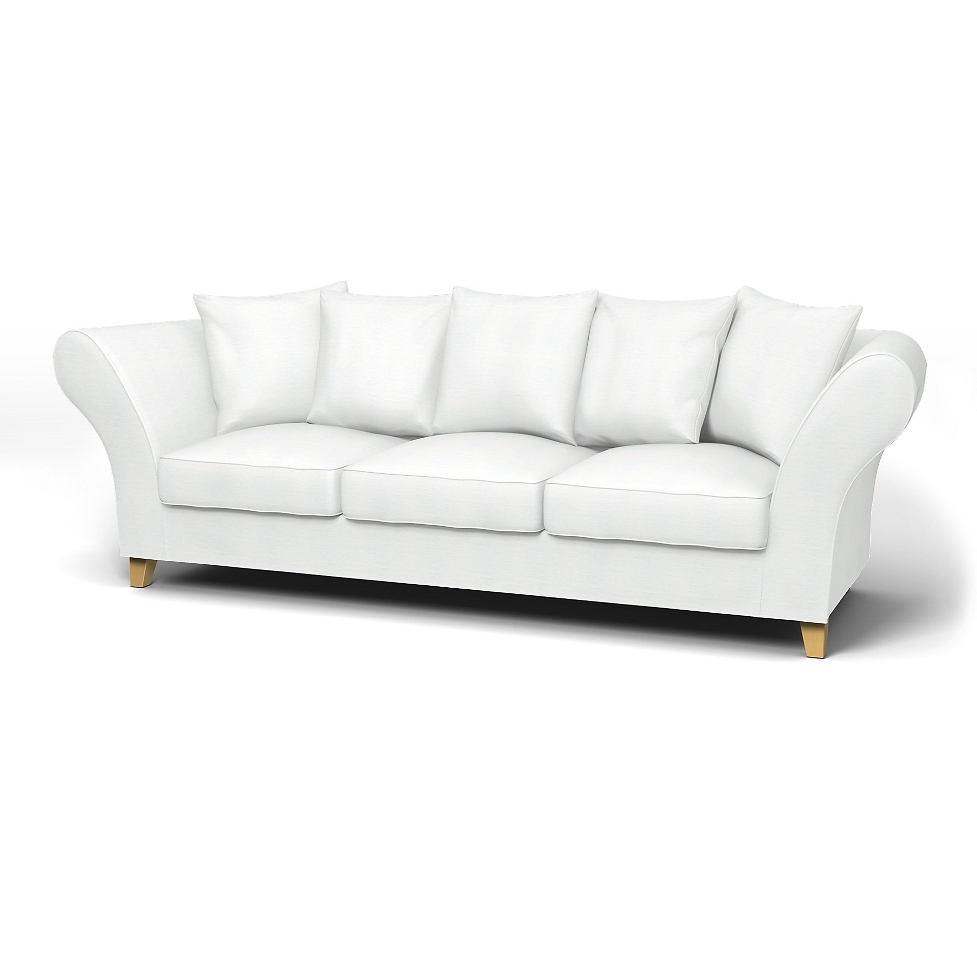 IKEA - Backa 3.5 Seater Sofa Cover, White, Linen - Bemz
