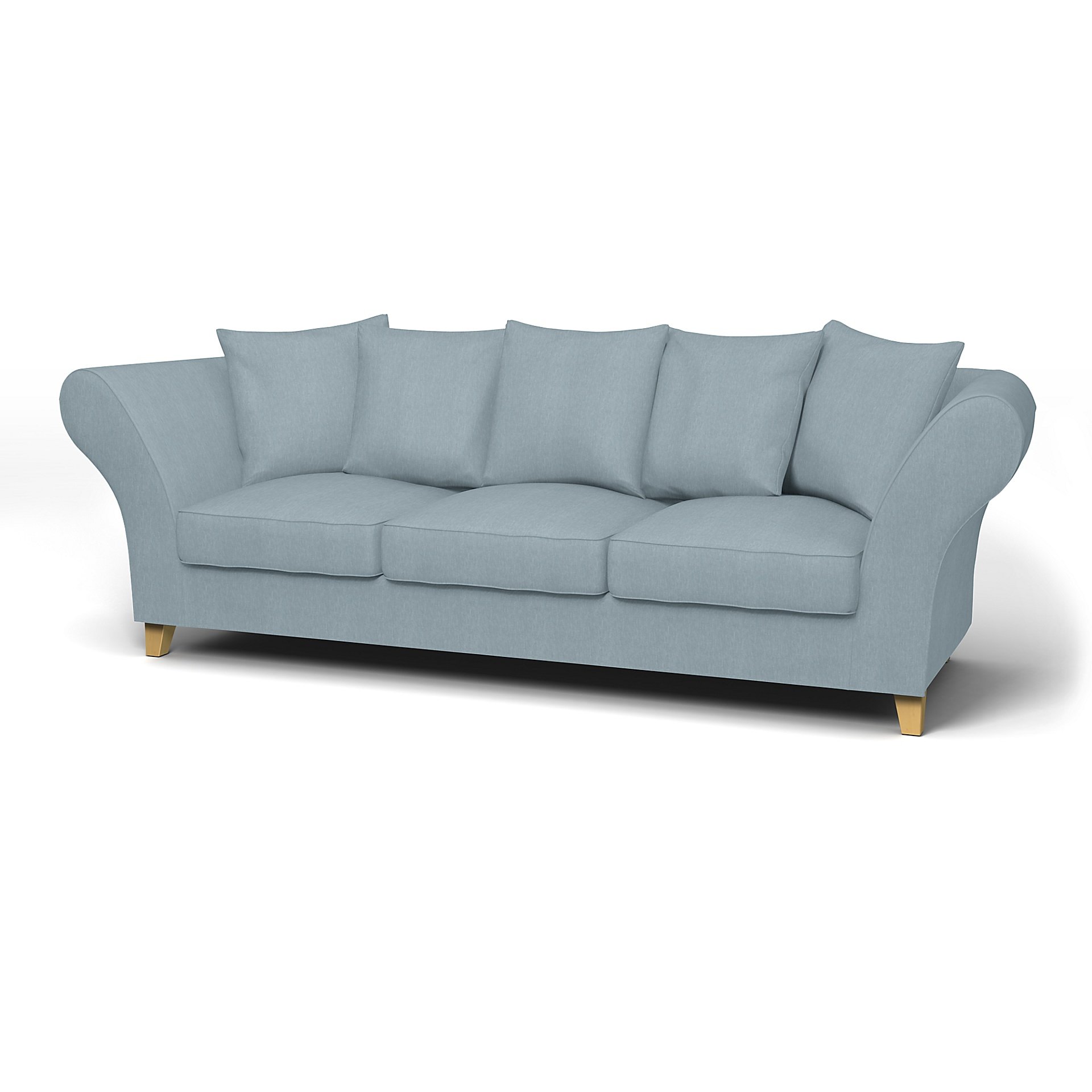 IKEA - Backa 3.5 Seater Sofa Cover, Dusty Blue, Linen - Bemz