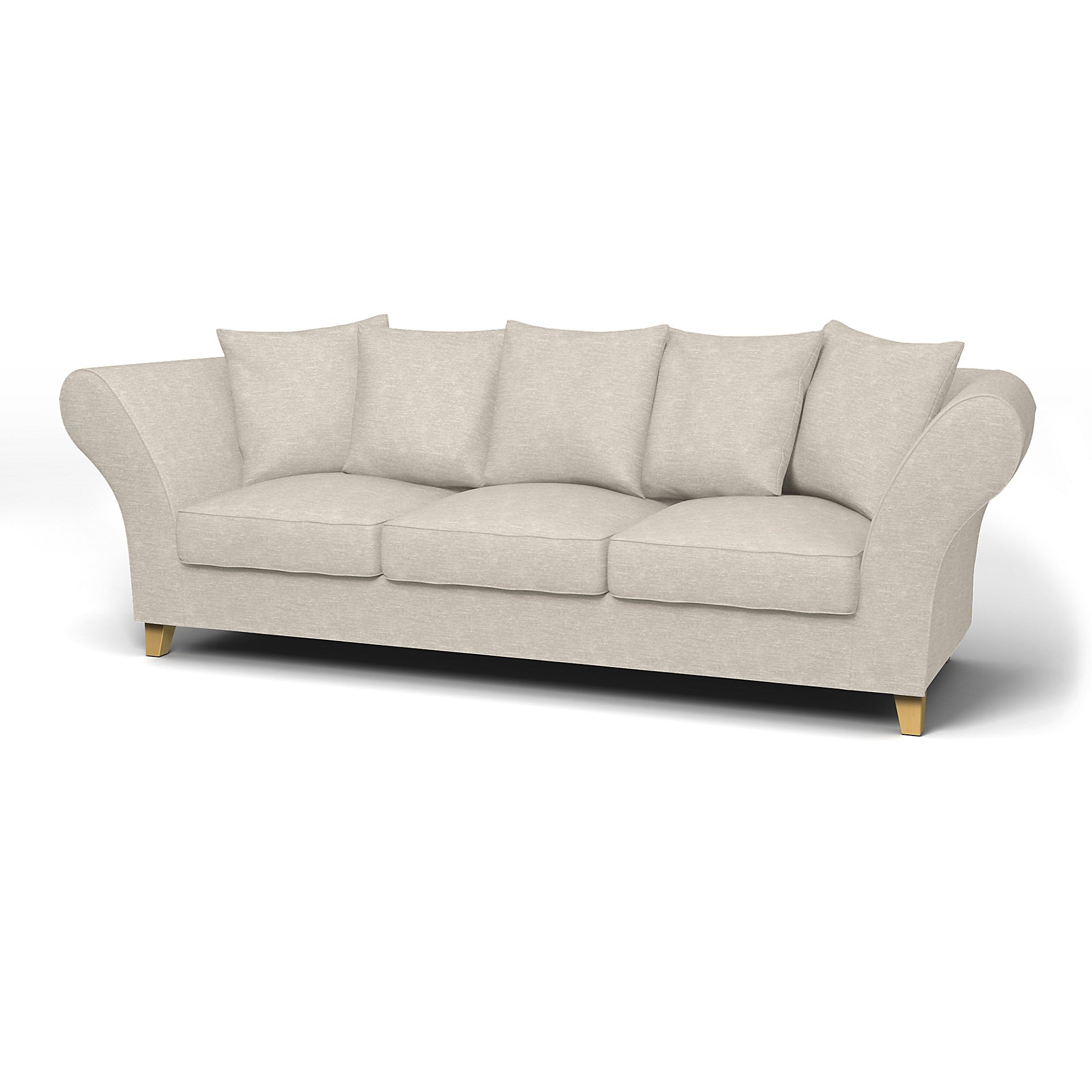 IKEA - Backa 3.5 Seater Sofa Cover, Natural White, Velvet - Bemz