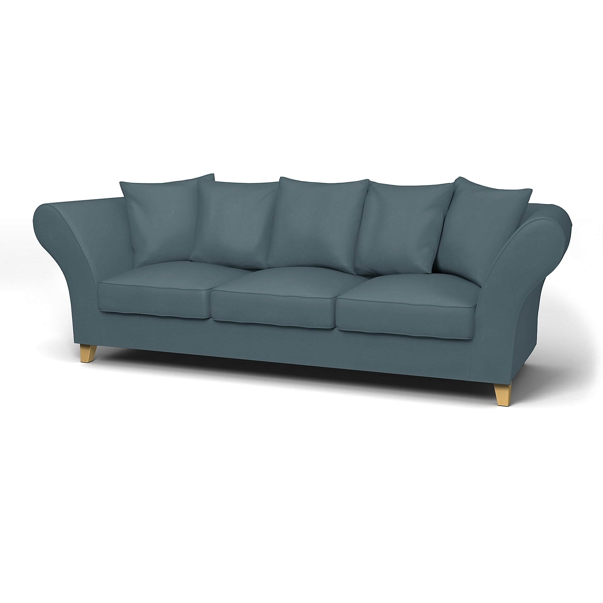 IKEA - Backa 3.5 Seater Sofa Cover, Duck Egg, Velvet - Bemz