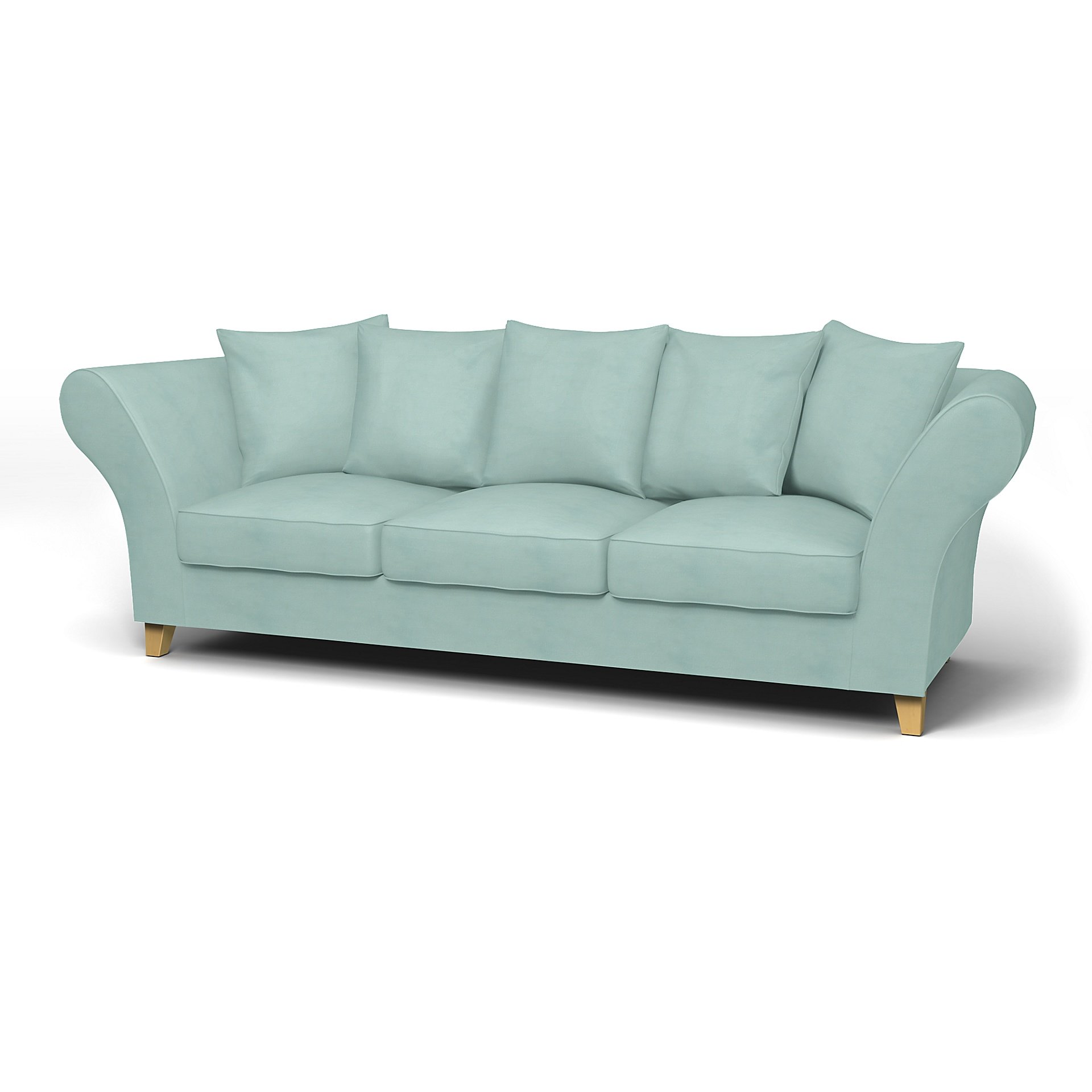 IKEA - Backa 3.5 Seater Sofa Cover, Mineral Blue, Linen - Bemz