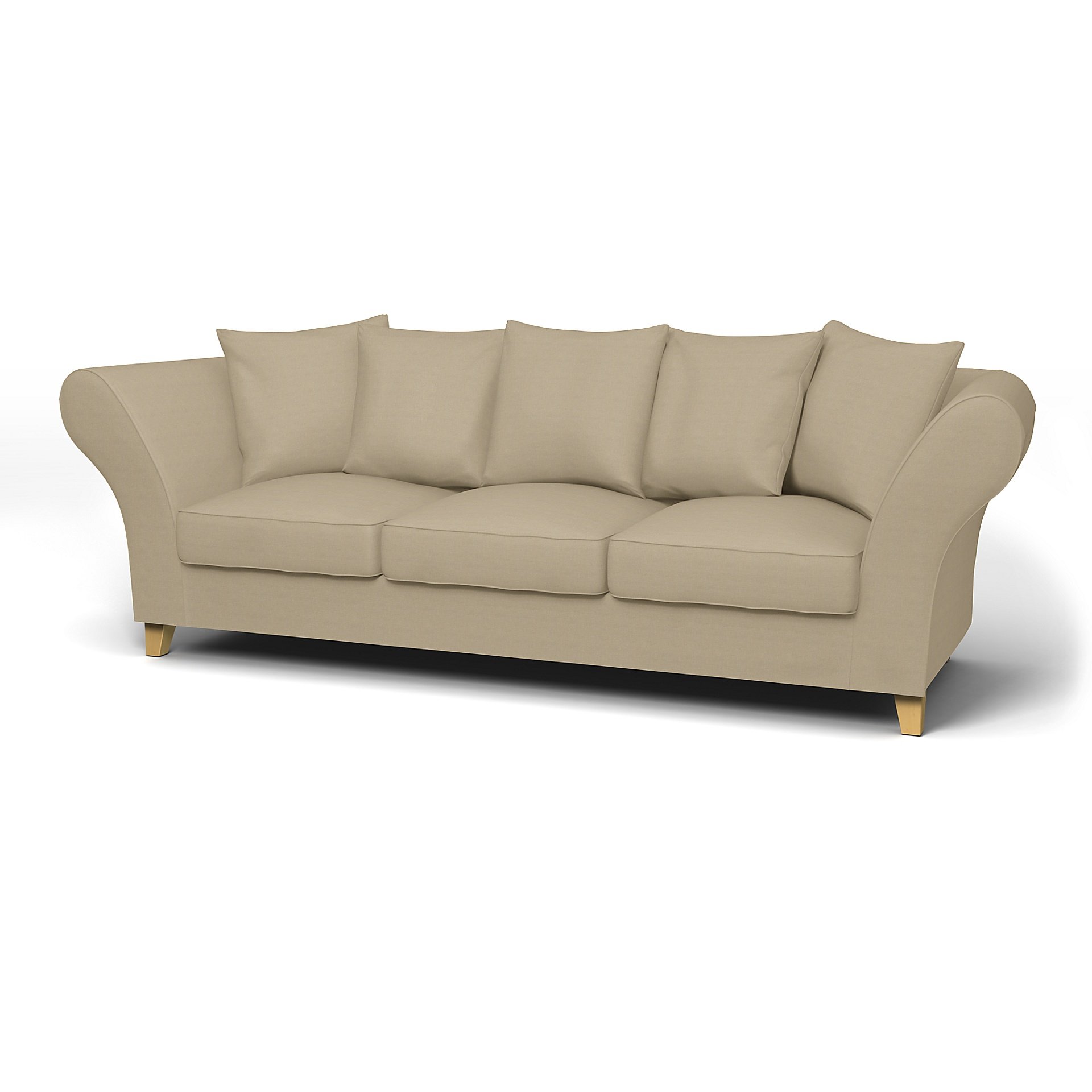 IKEA - Backa 3.5 Seater Sofa Cover, Tan, Linen - Bemz