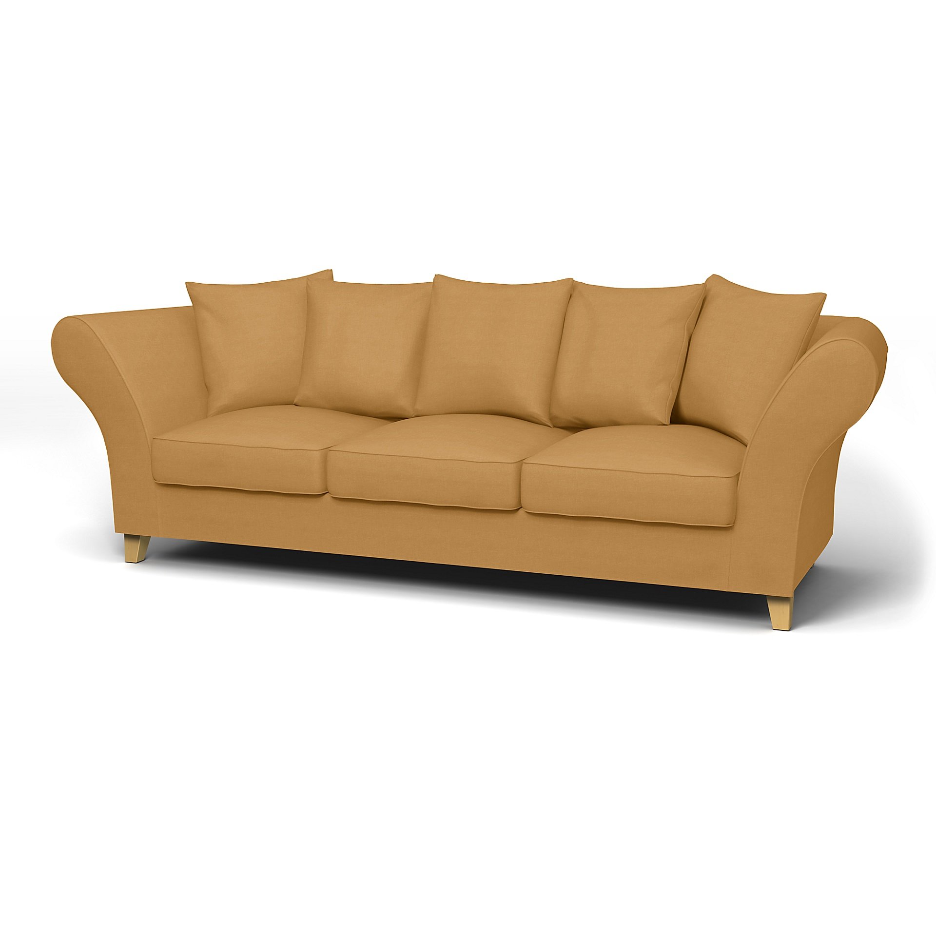 IKEA - Backa 3.5 Seater Sofa Cover, Mustard, Linen - Bemz