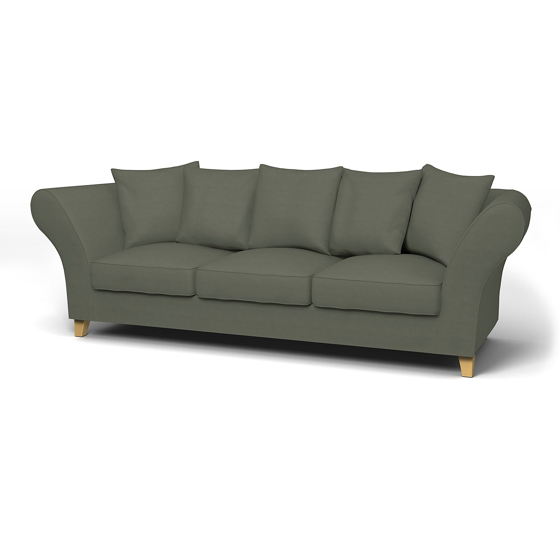 IKEA - Backa 3.5 Seater Sofa Cover, Rosemary, Linen - Bemz