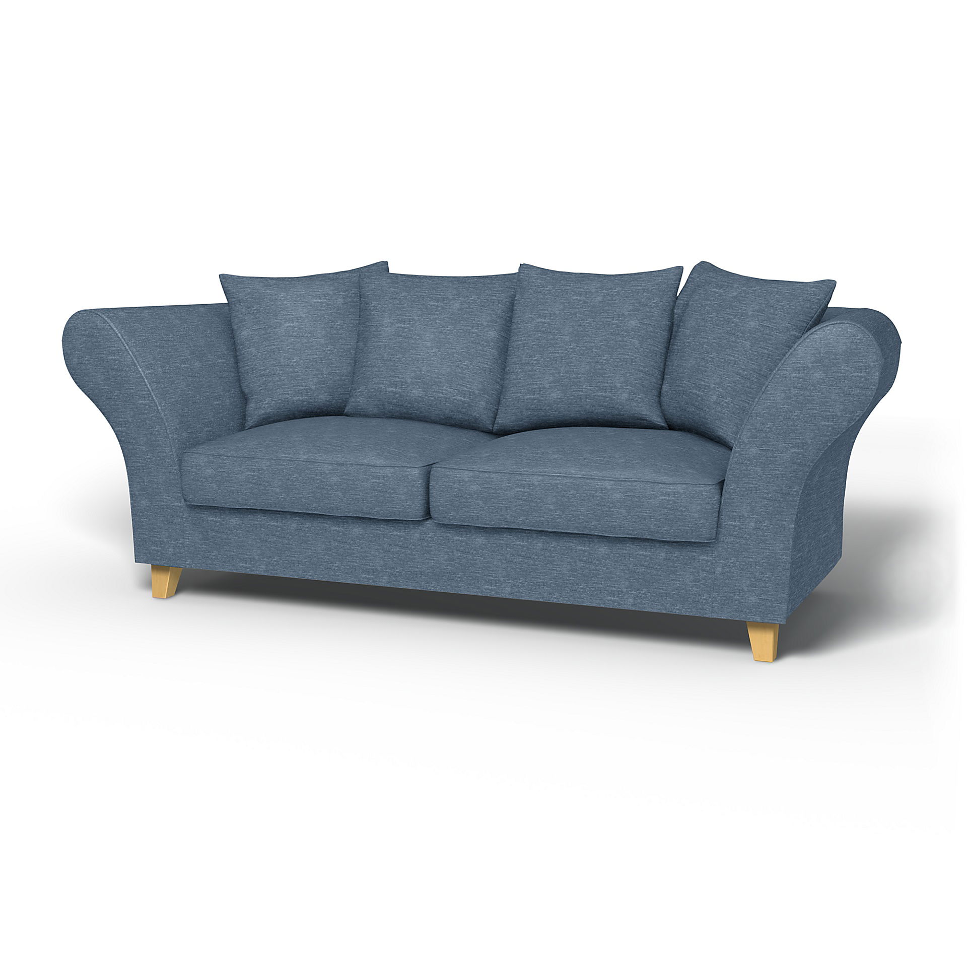 IKEA - Backa 2.5 Seater Sofa Cover, Mineral Blue, Velvet - Bemz