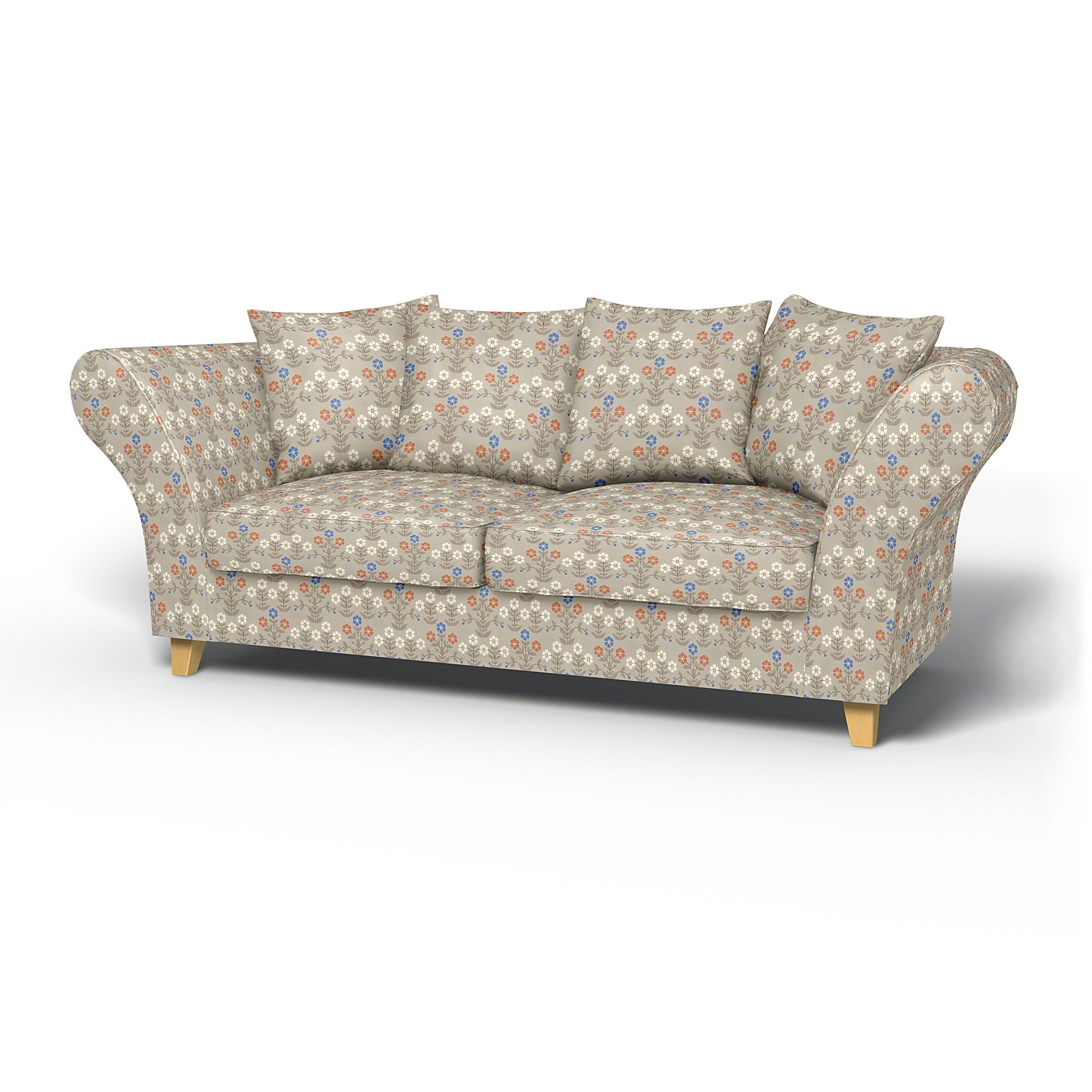 IKEA - Backa 2.5 Seater Sofa Cover, Sippor Blue/Orange, BEMZ x BORASTAPETER COLLECTION - Bemz