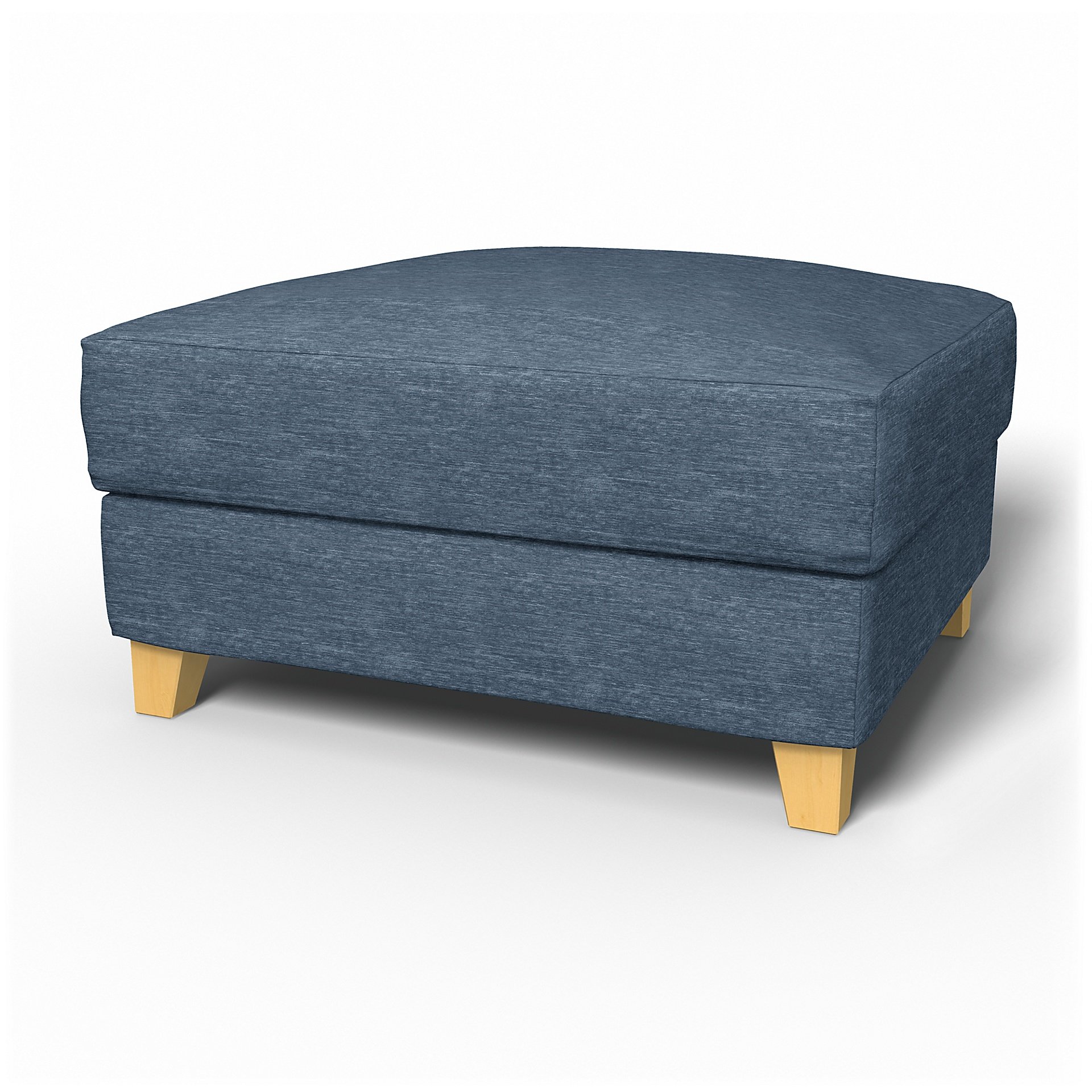IKEA - Backa Footstool Cover, Mineral Blue, Velvet - Bemz