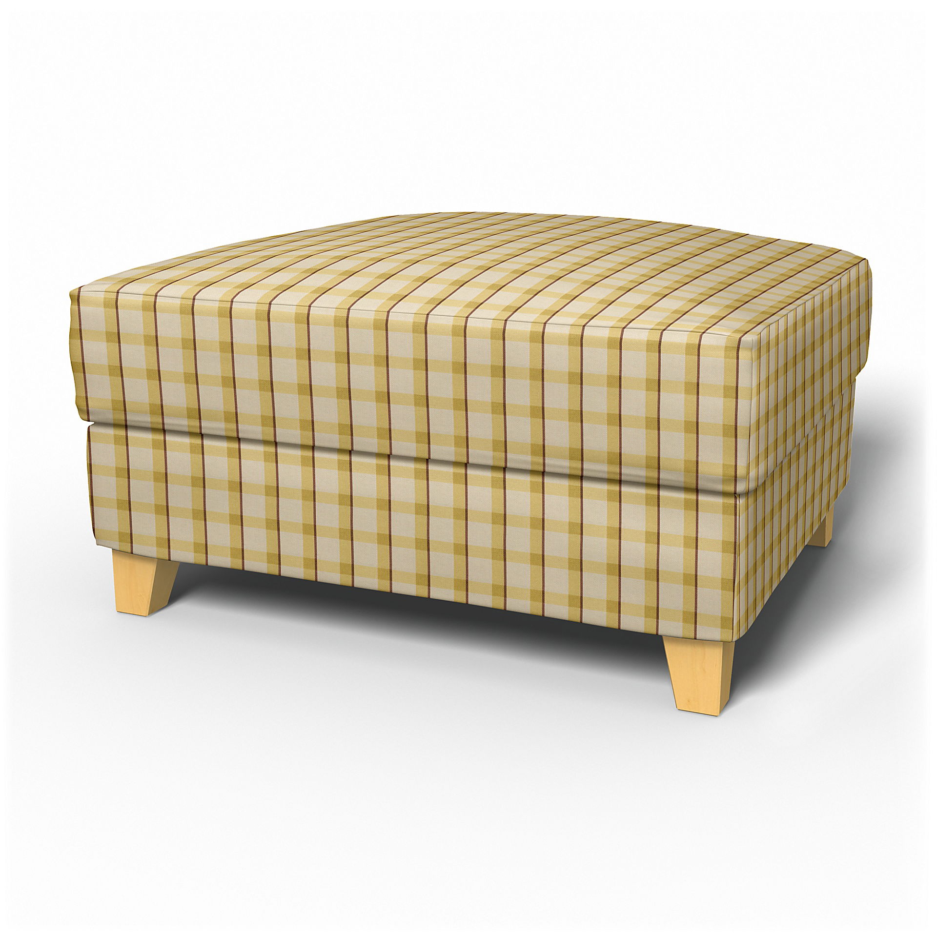 IKEA - Backa Footstool Cover, Picnic Check Sun Yellow, Linen - Bemz