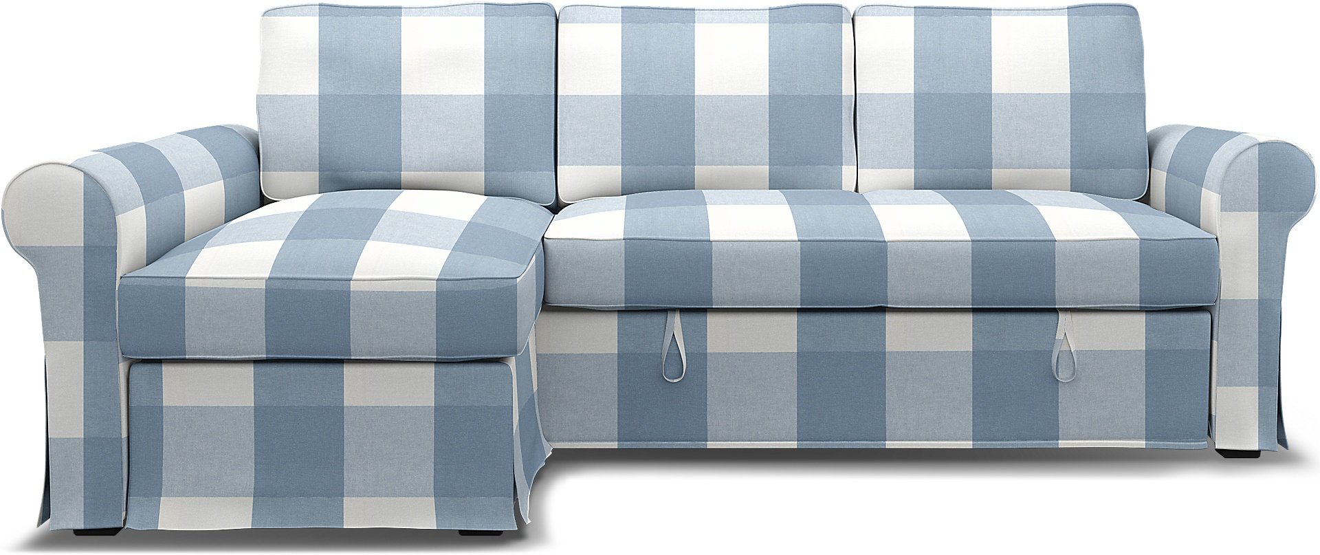 IKEA - Backabro Sofabed with Chaise Cover, Sky Blue, Linen - Bemz