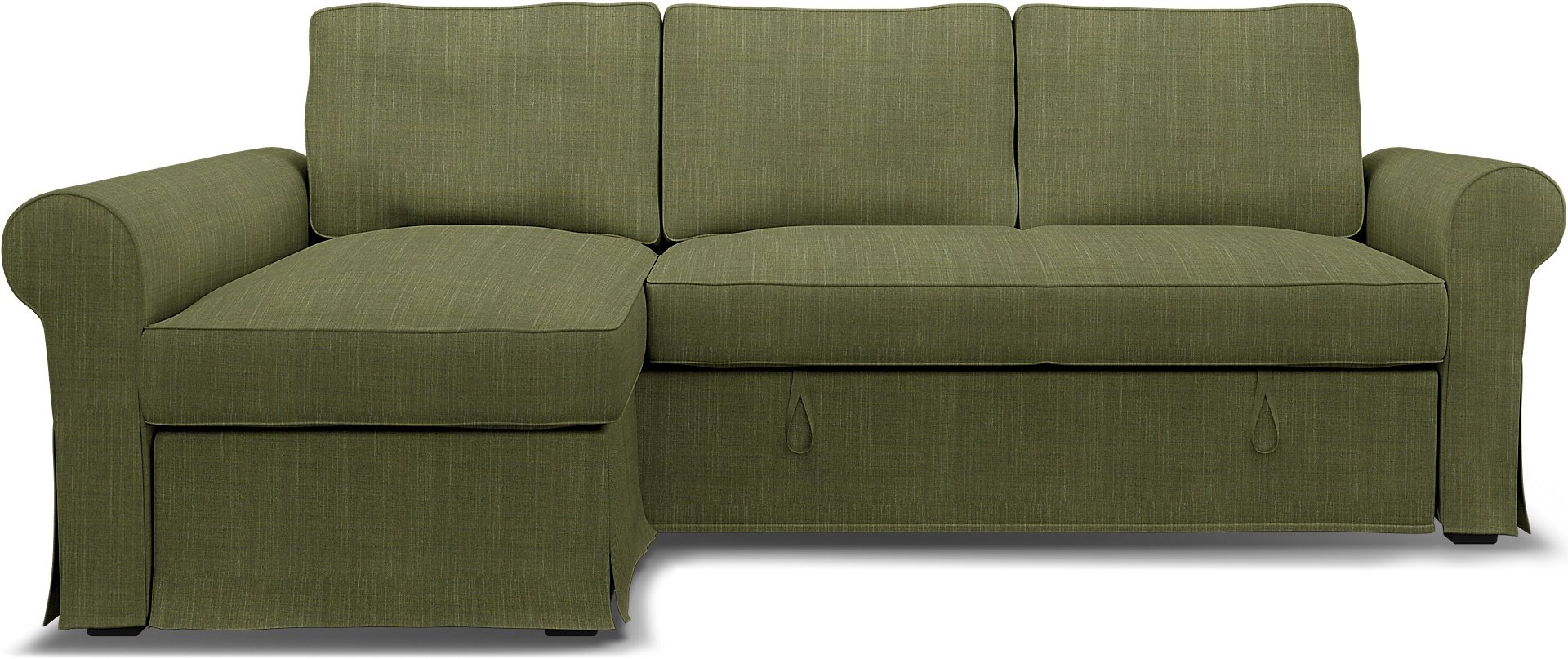 IKEA - Backabro Sofabed with Chaise Cover, Moss Green, Boucle & Texture - Bemz