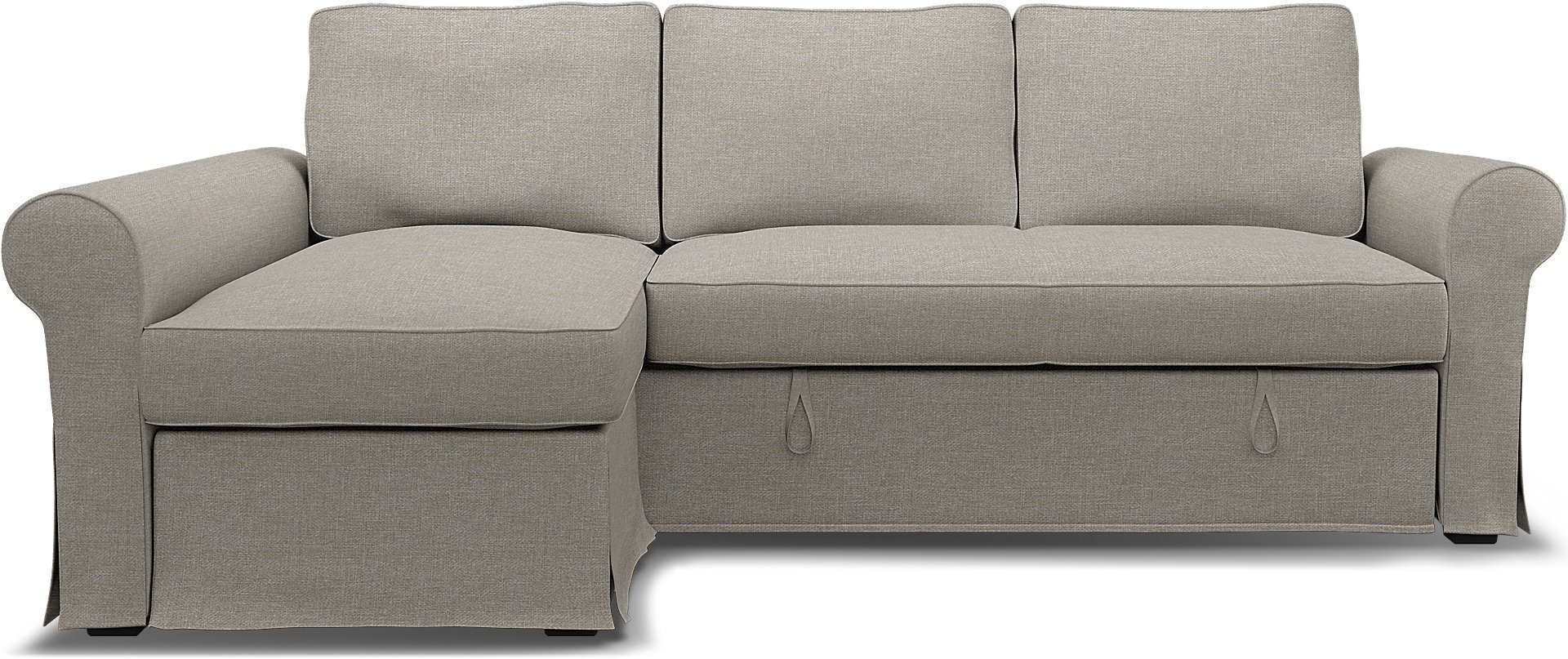 IKEA - Backabro Sofabed with Chaise Cover, Greige, Boucle & Texture - Bemz