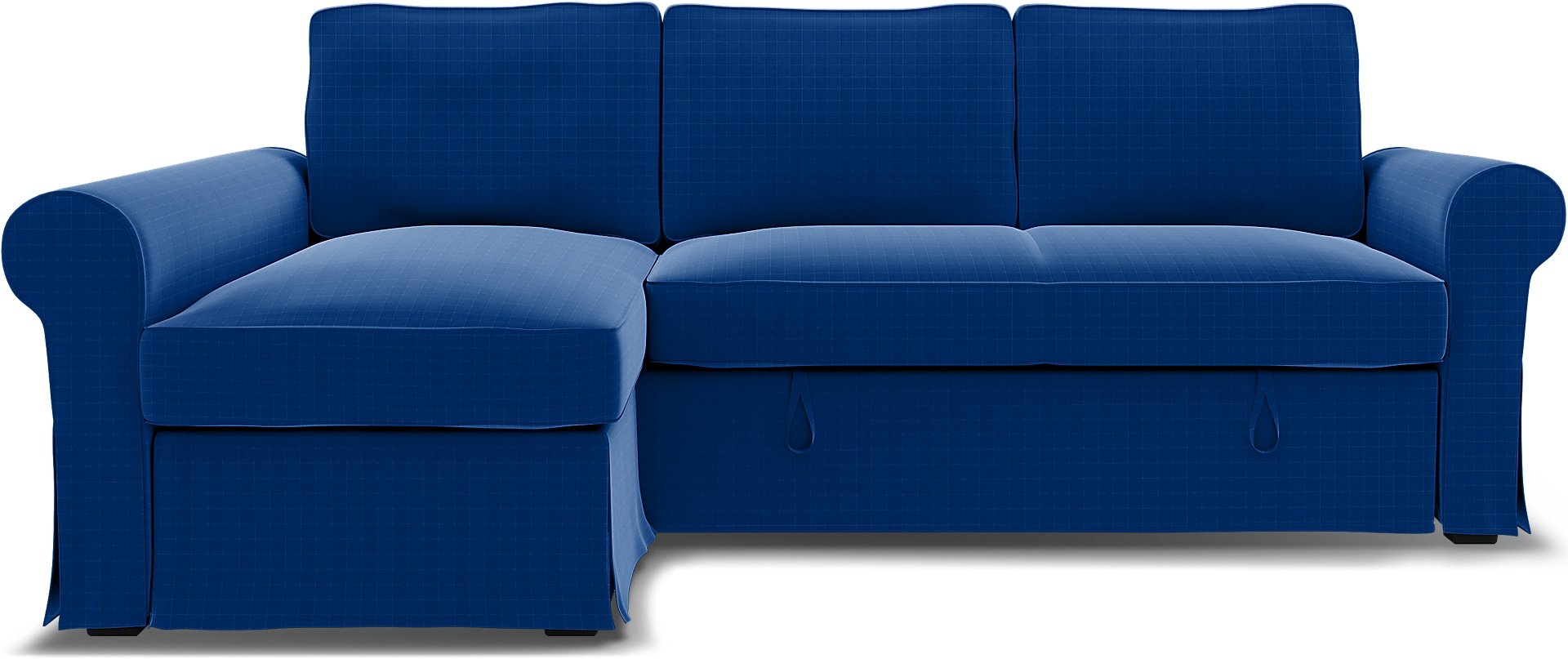 IKEA - Backabro Sofabed with Chaise Cover, Lapis Blue, Velvet - Bemz