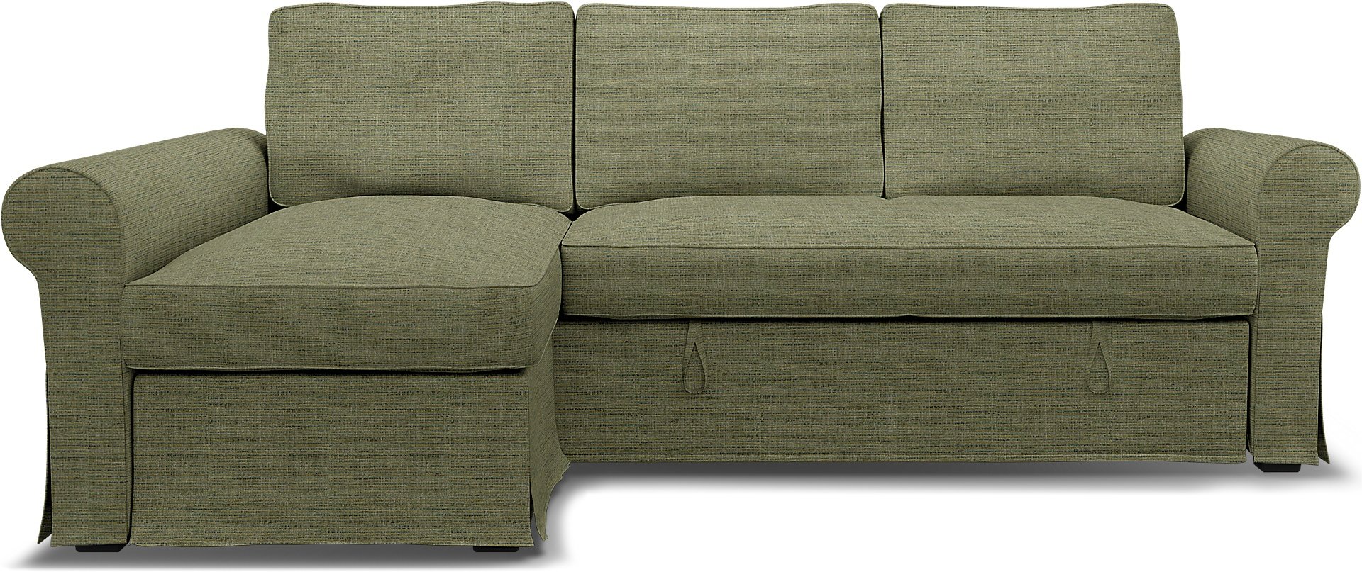 IKEA - Backabro Sofabed with Chaise Cover, Meadow Green, Boucle & Texture - Bemz
