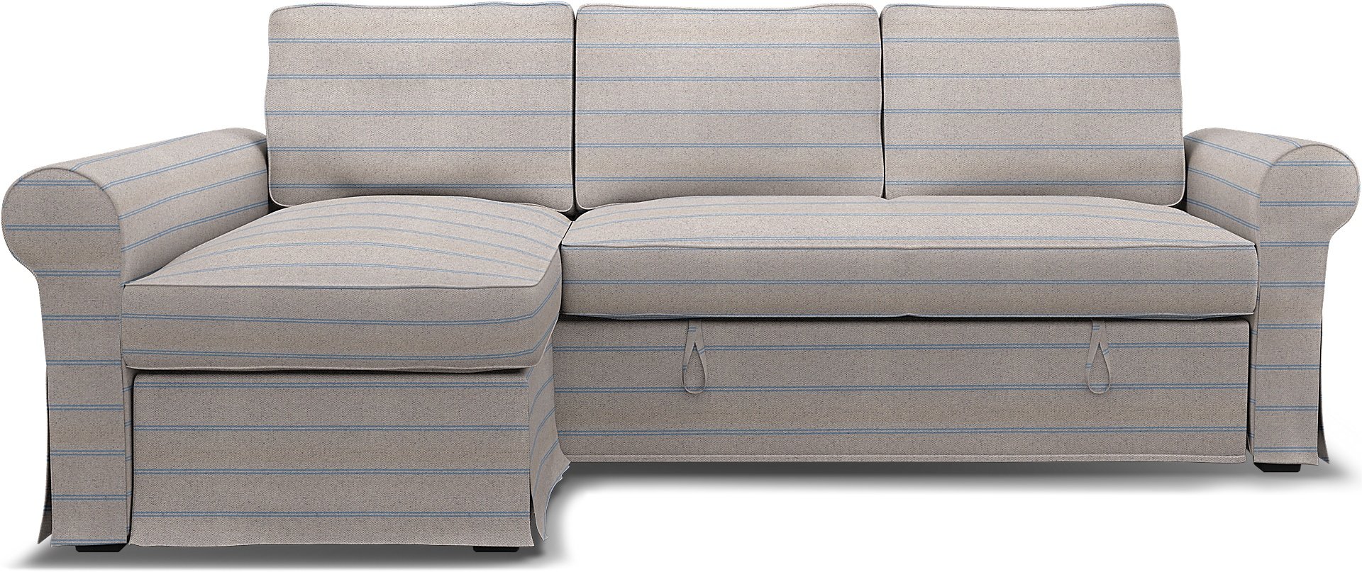IKEA - Backabro Sofabed with Chaise Cover, Blue Stripe, Cotton - Bemz