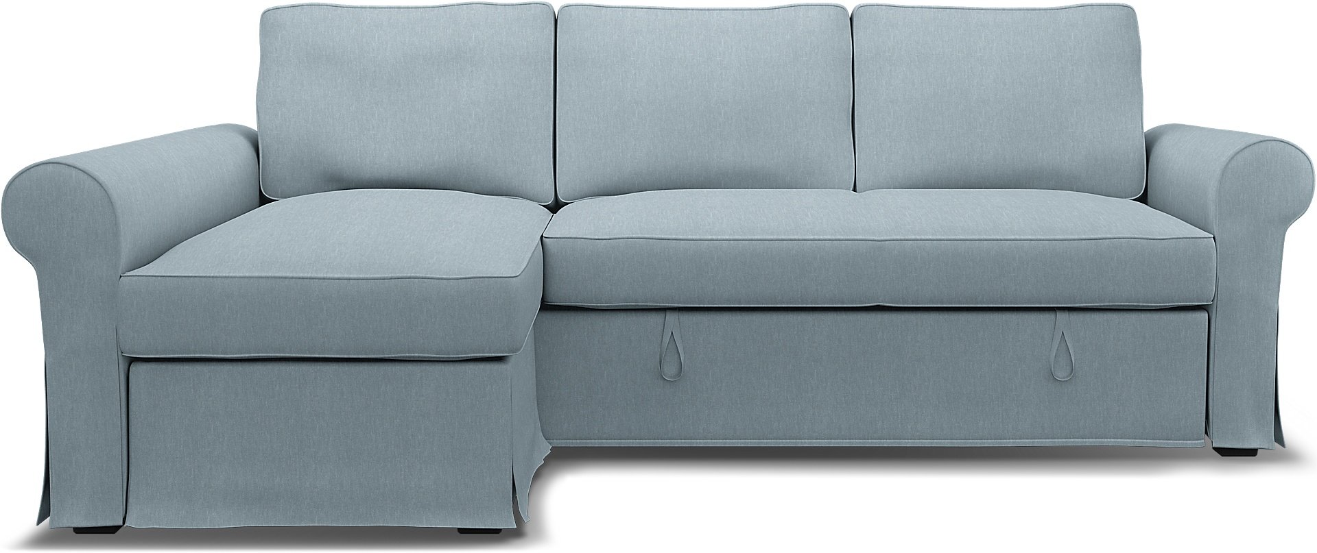 IKEA - Backabro Sofabed with Chaise Cover, Dusty Blue, Linen - Bemz