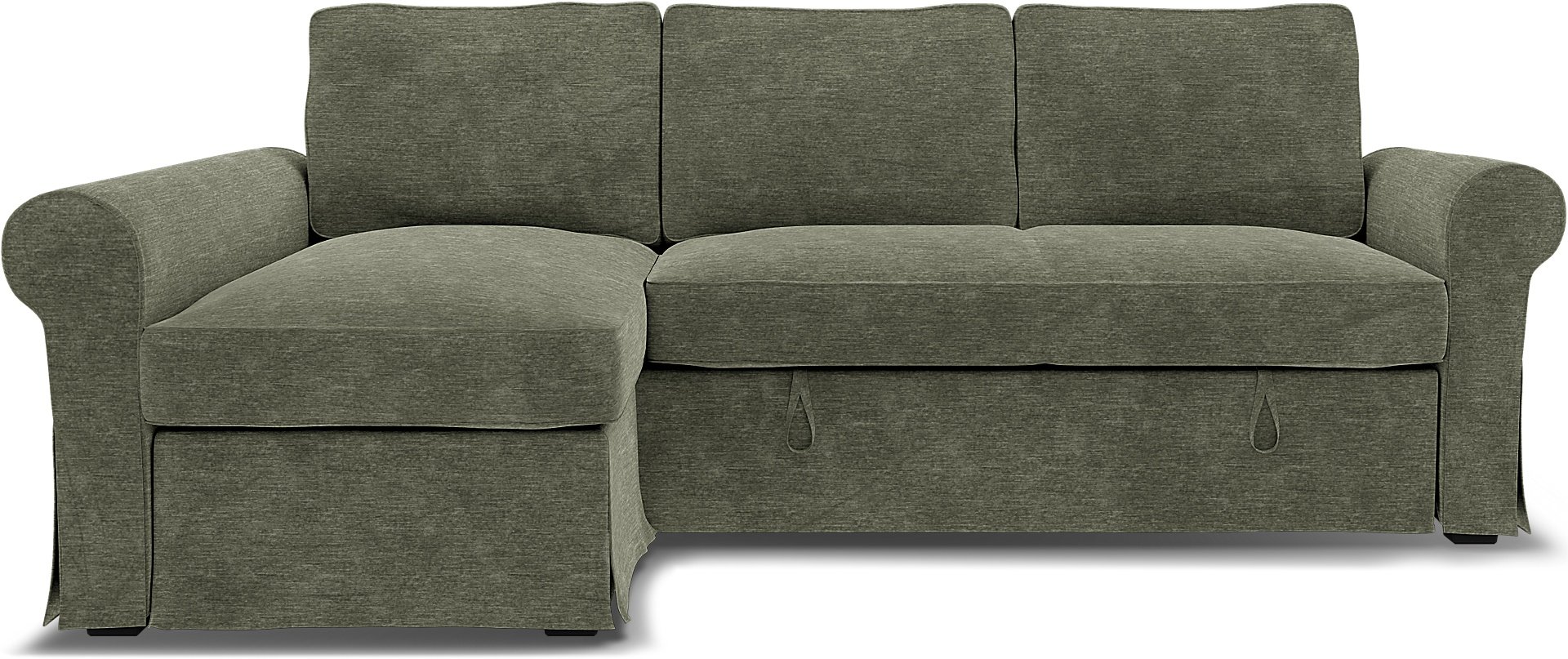 IKEA - Backabro Sofabed with Chaise Cover, Green Grey, Velvet - Bemz