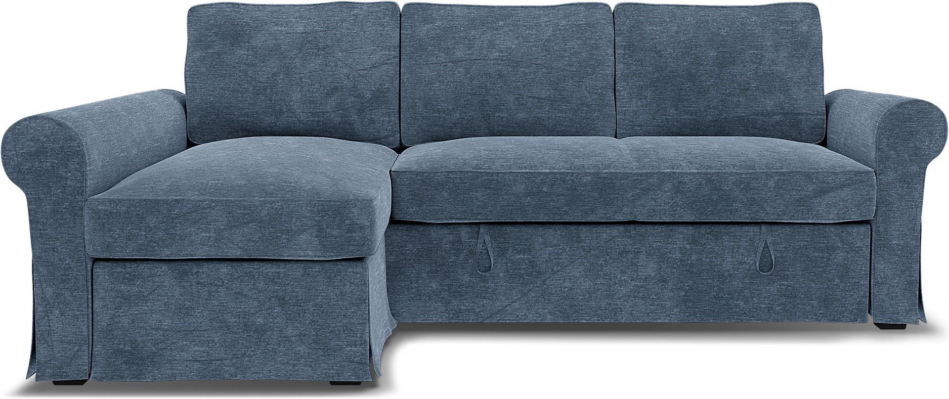 IKEA - Backabro Sofabed with Chaise Cover, Mineral Blue, Velvet - Bemz