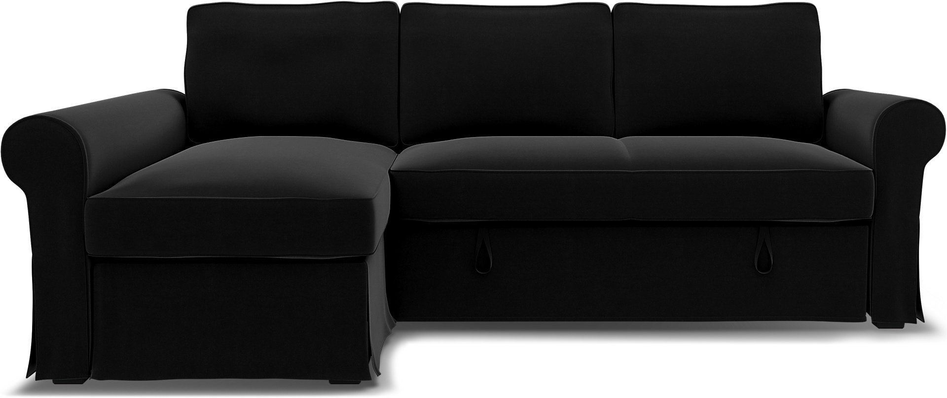IKEA - Backabro Sofabed with Chaise Cover, Black, Velvet - Bemz