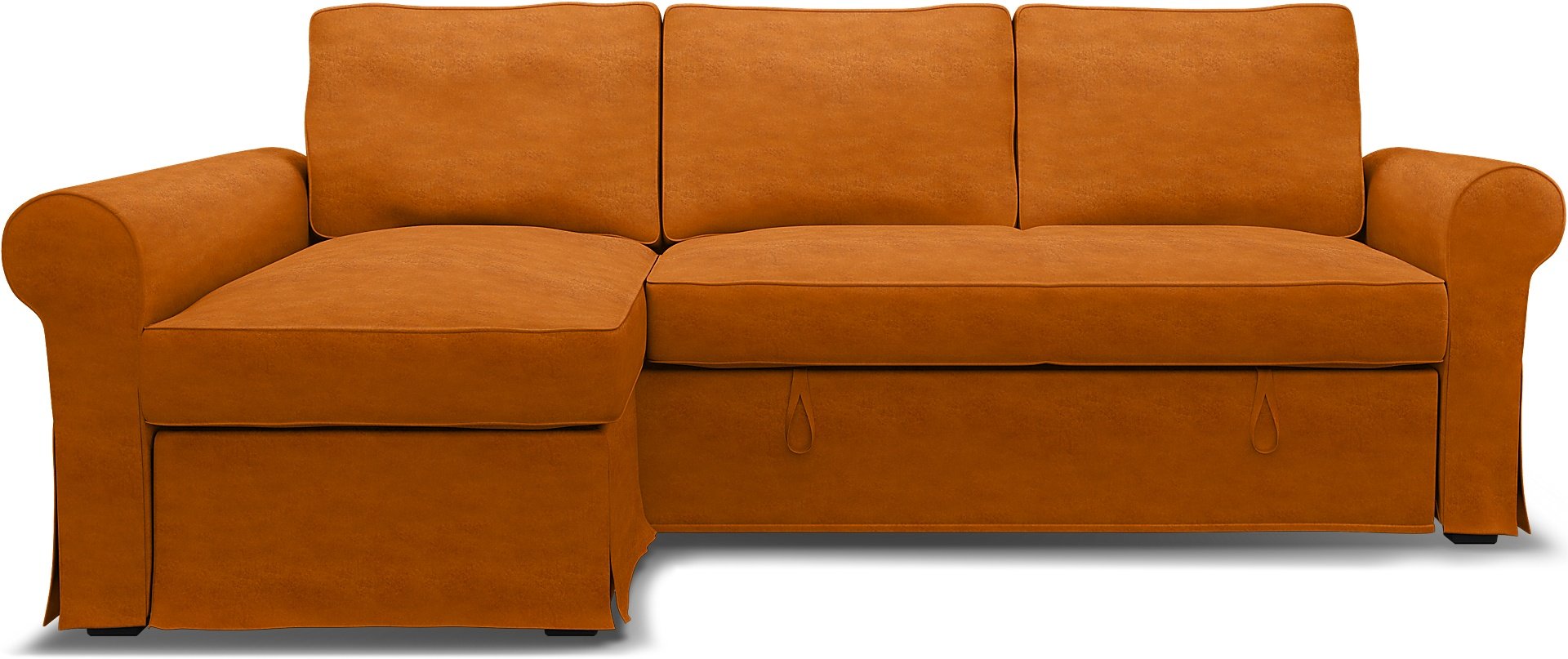 IKEA - Backabro Sofabed with Chaise Cover, Cognac, Velvet - Bemz