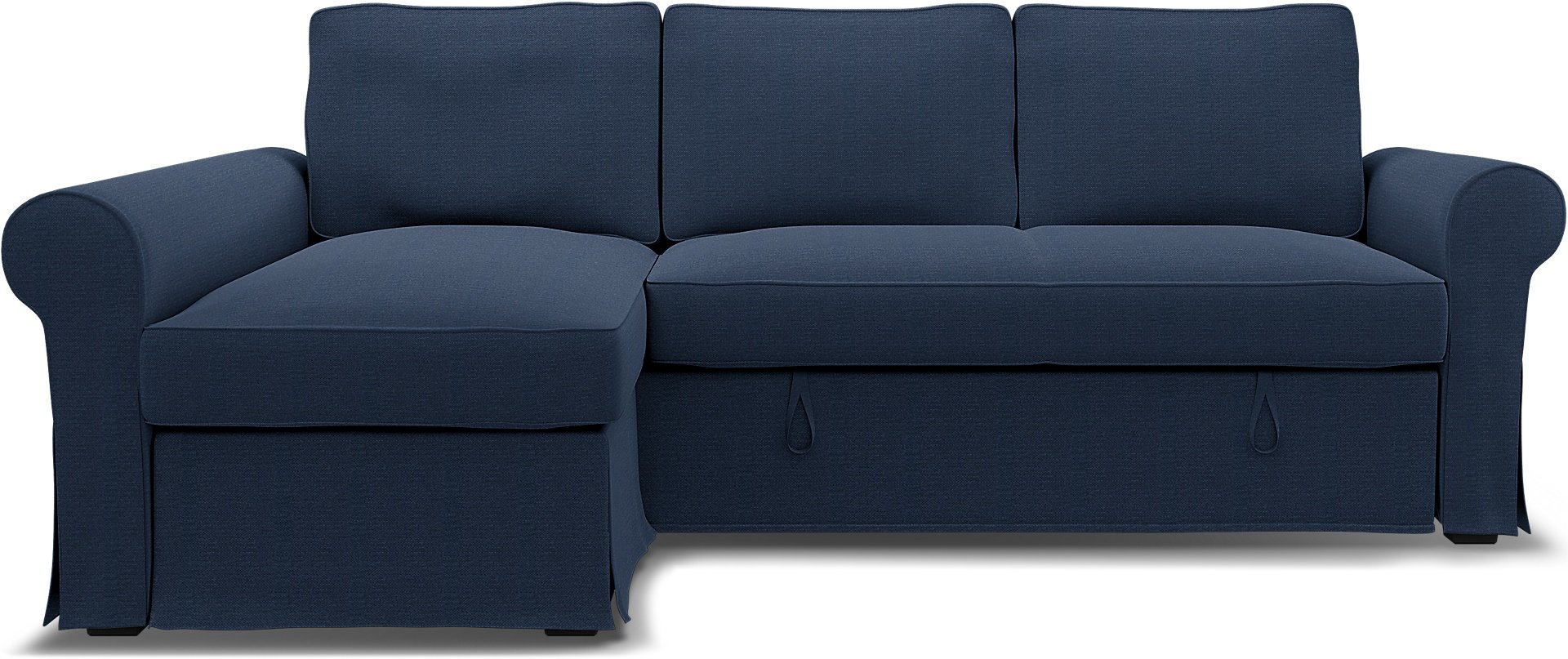 IKEA - Backabro Sofabed with Chaise Cover, Navy Blue, Linen - Bemz