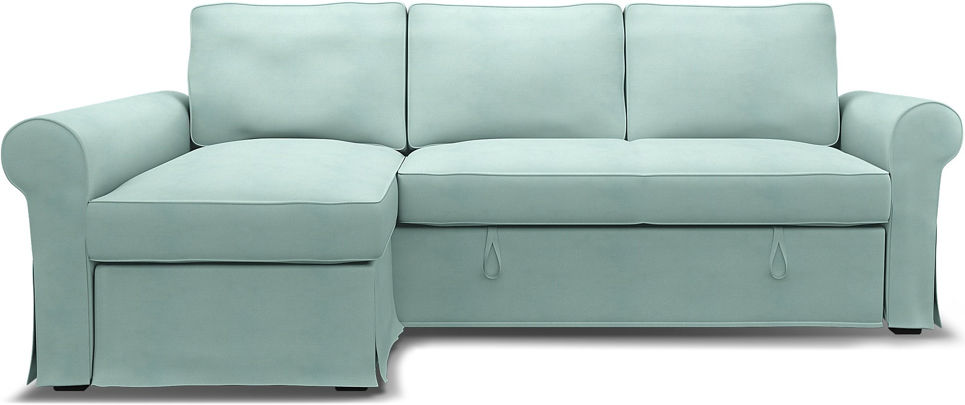 IKEA - Backabro Sofabed with Chaise Cover, Mineral Blue, Linen - Bemz
