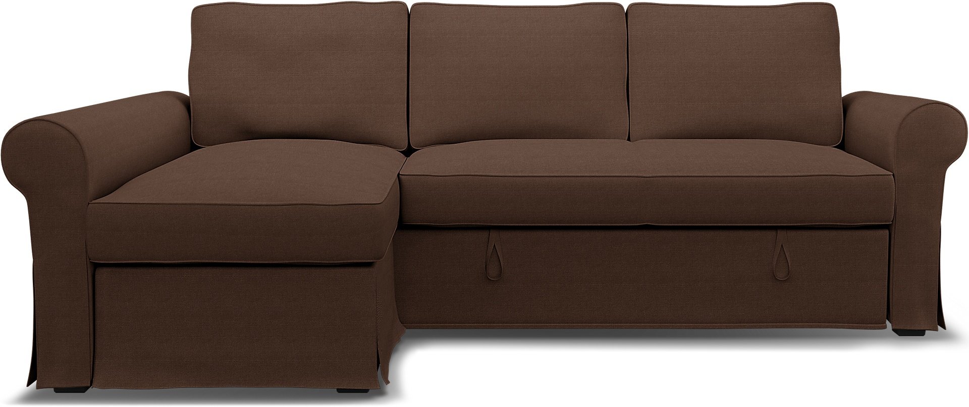 IKEA - Backabro Sofabed with Chaise Cover, Chocolate, Linen - Bemz