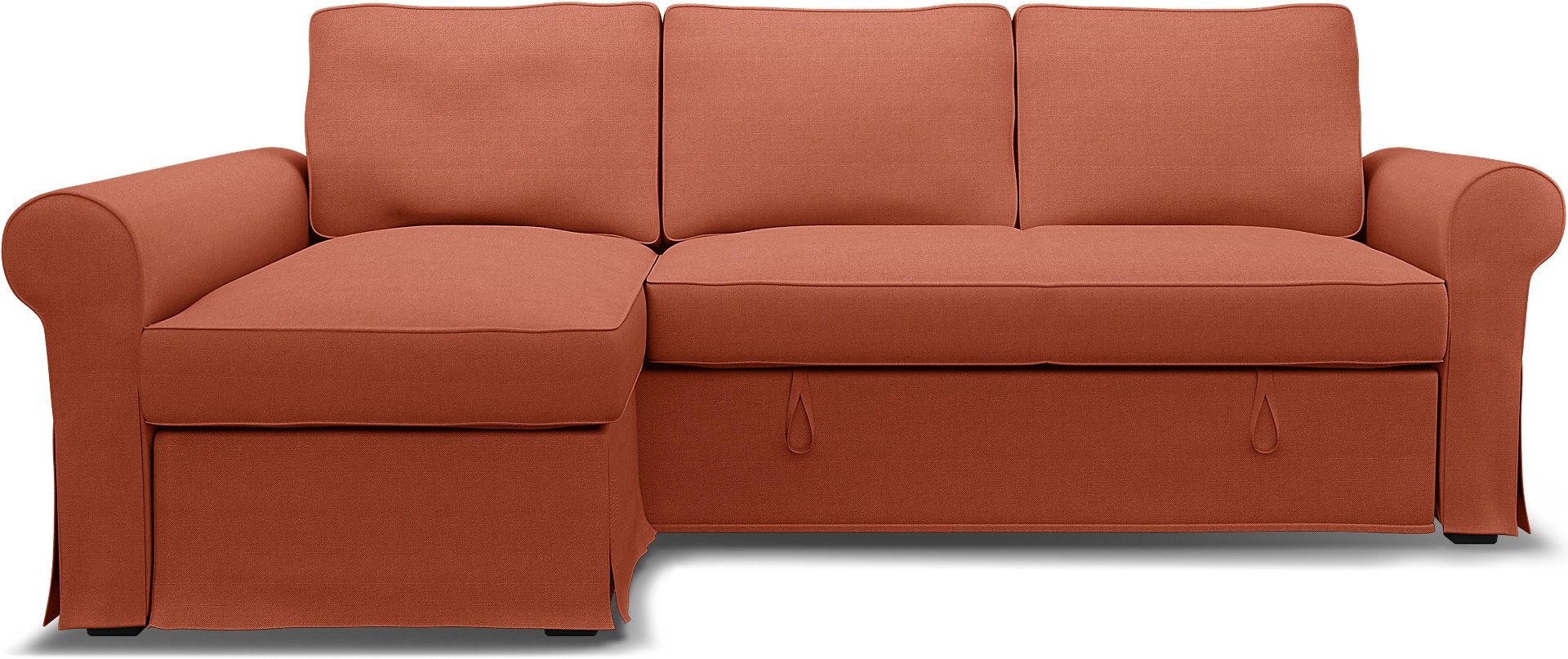 IKEA - Backabro Sofabed with Chaise Cover, Burnt Orange, Linen - Bemz