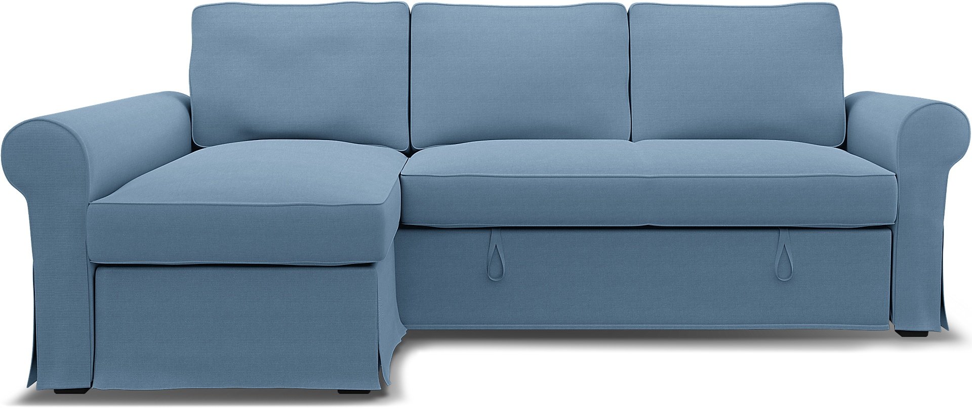IKEA - Backabro Sofabed with Chaise Cover, Vintage Blue, Linen - Bemz