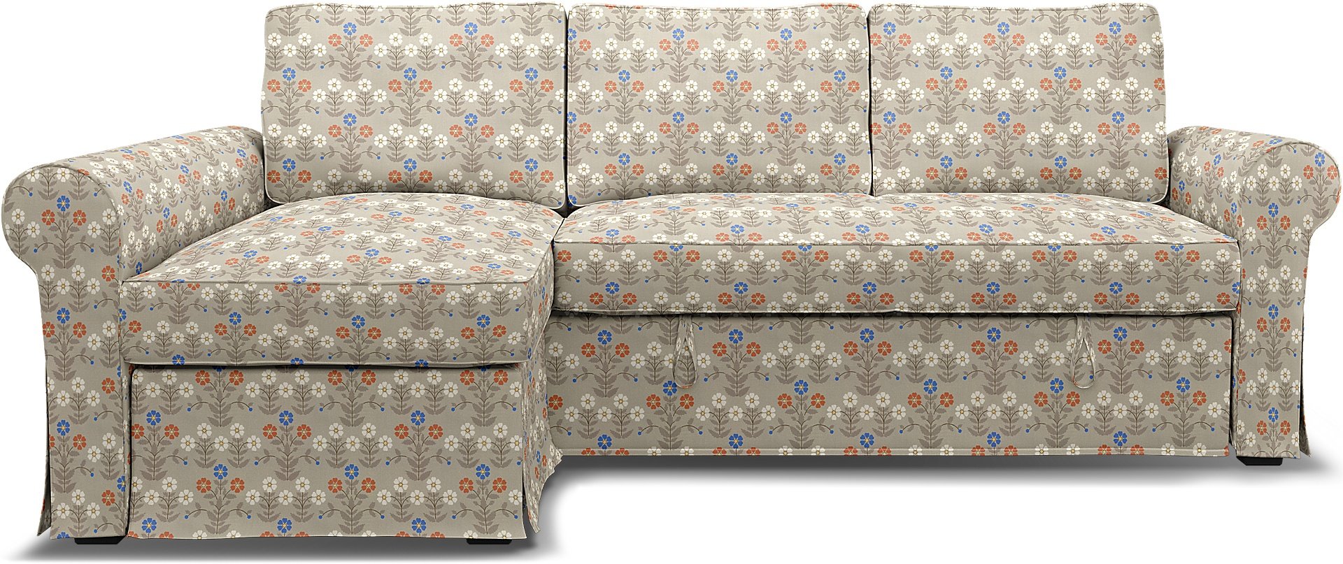 IKEA - Backabro Sofabed with Chaise Cover, Sippor Blue/Orange, BEMZ x BORASTAPETER COLLECTION - Bemz
