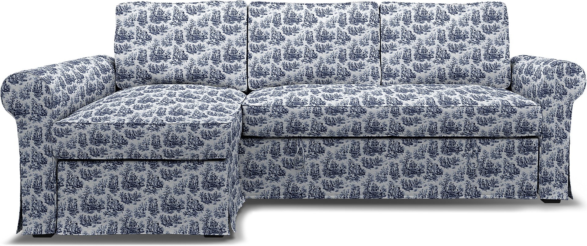 IKEA - Backabro Sofabed with Chaise Cover, Dark Blue, Boucle & Texture - Bemz