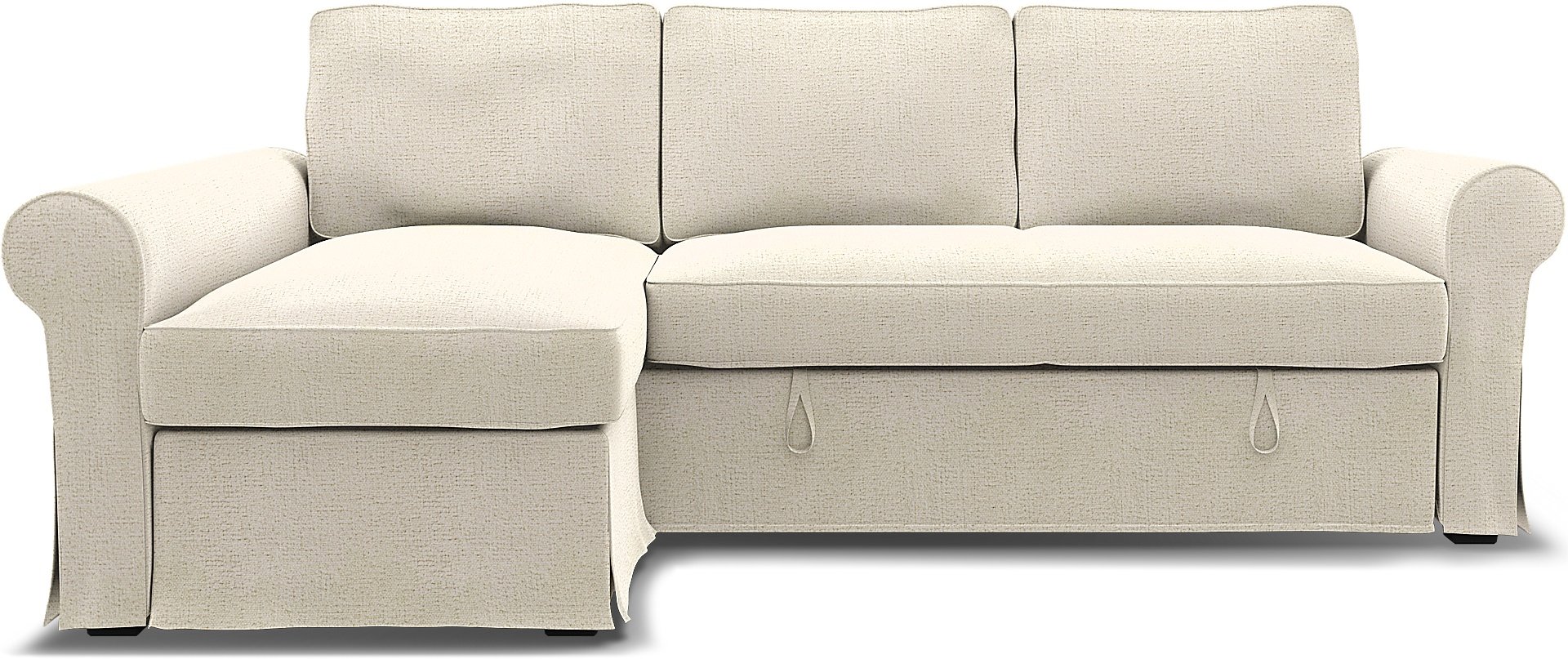 IKEA - Backabro Sofabed with Chaise Cover, Ecru, Boucle & Texture - Bemz