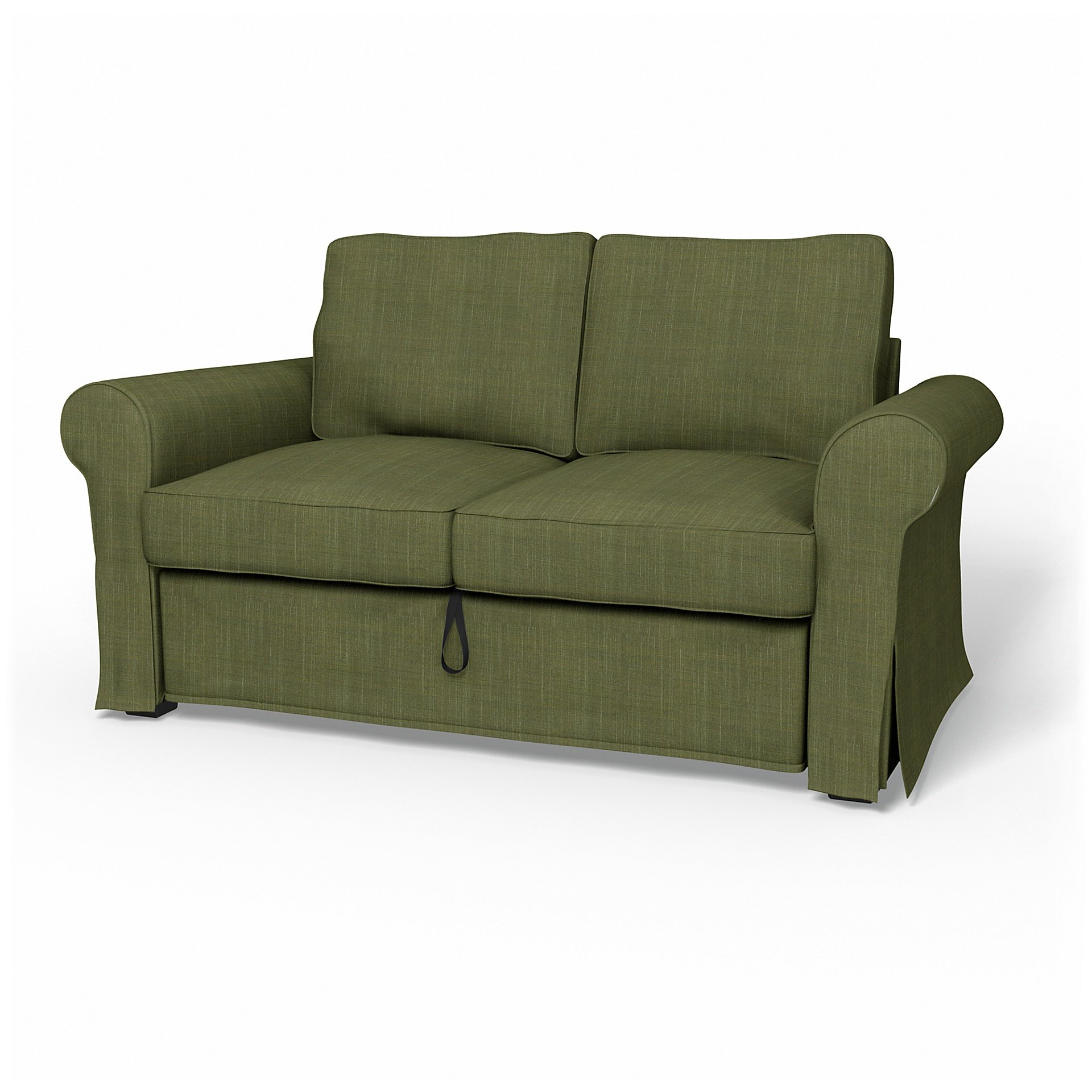 IKEA - Backabro 2 Seater Sofa Bed Cover, Moss Green, Boucle & Texture - Bemz