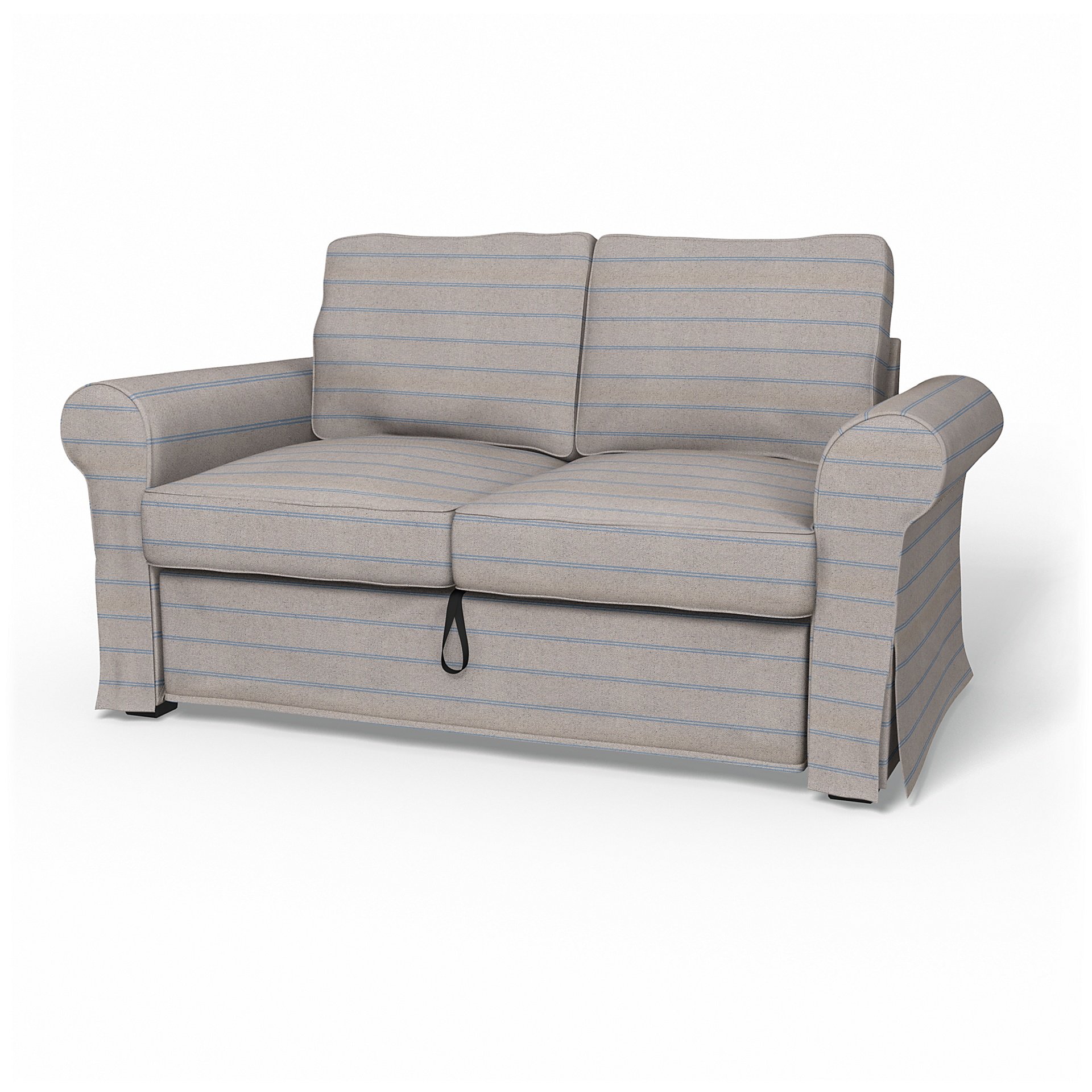 IKEA - Backabro 2 Seater Sofa Bed Cover, Blue Stripe, Cotton - Bemz