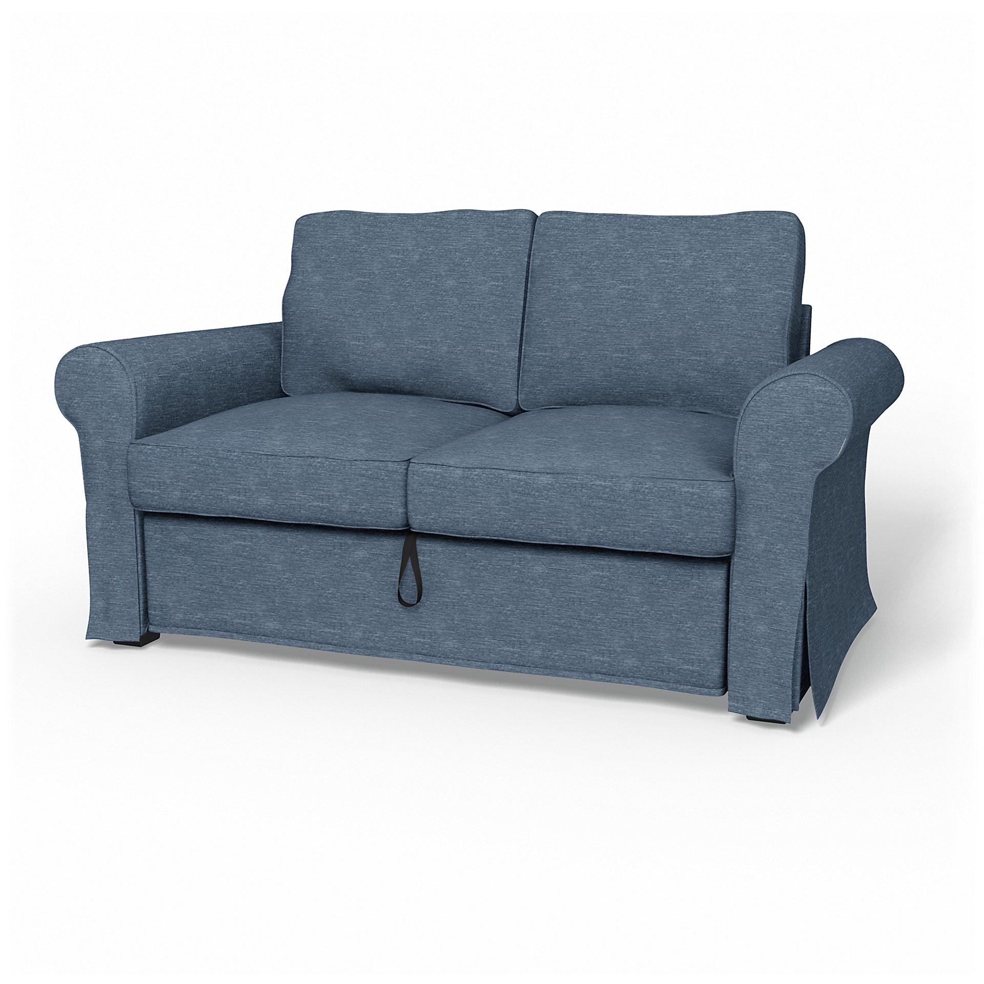 IKEA - Backabro 2 Seater Sofa Bed Cover, Mineral Blue, Velvet - Bemz
