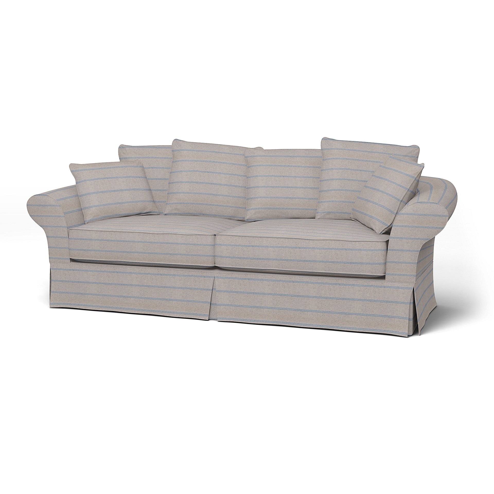 IKEA - Backamo 3 Seater Sofa Cover, Blue Stripe, Cotton - Bemz