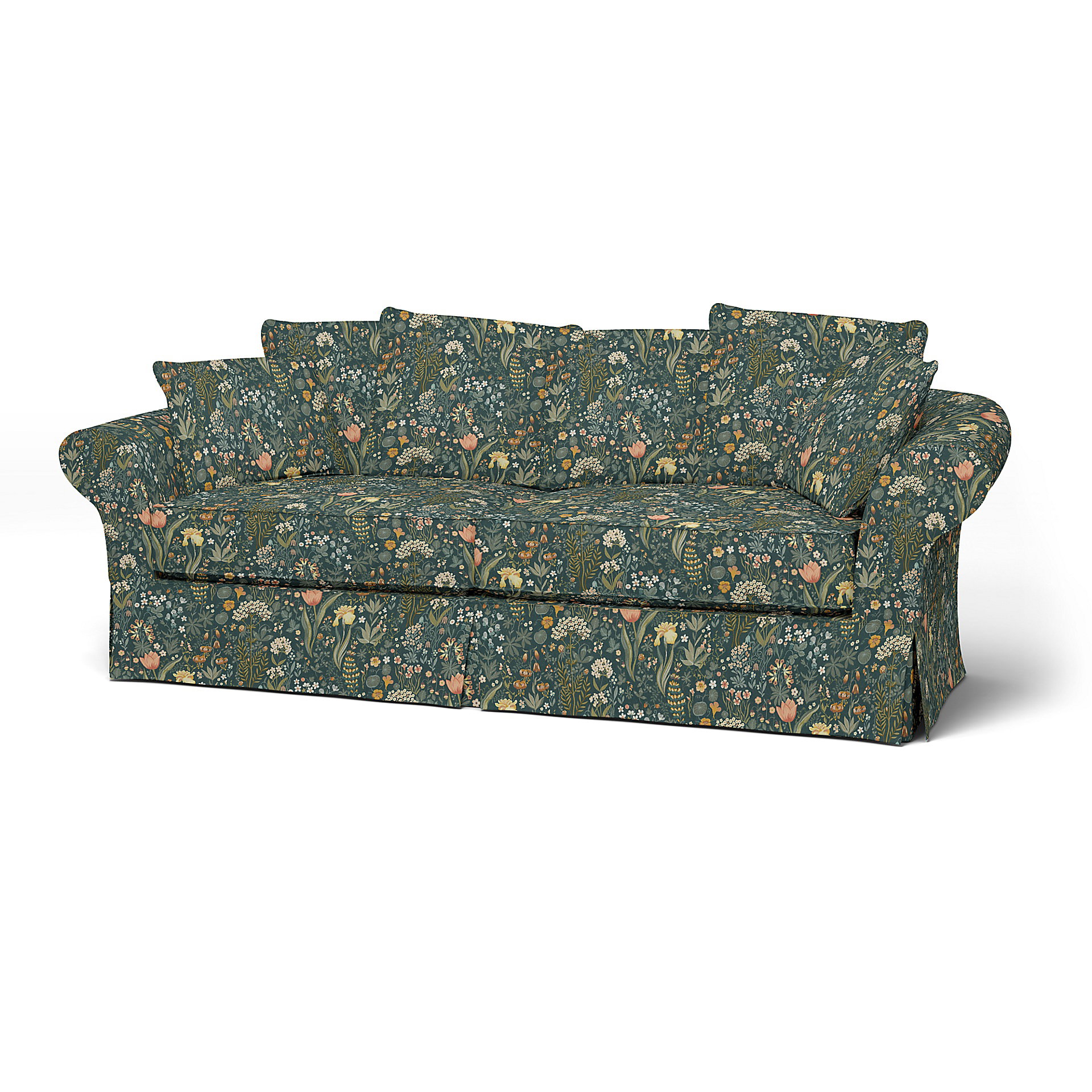 IKEA - Bezug für 3er-Sofa Backamo, Blomsterhav Dark, BEMZ x BORŠSTAPETER COLLECTION - Bemz