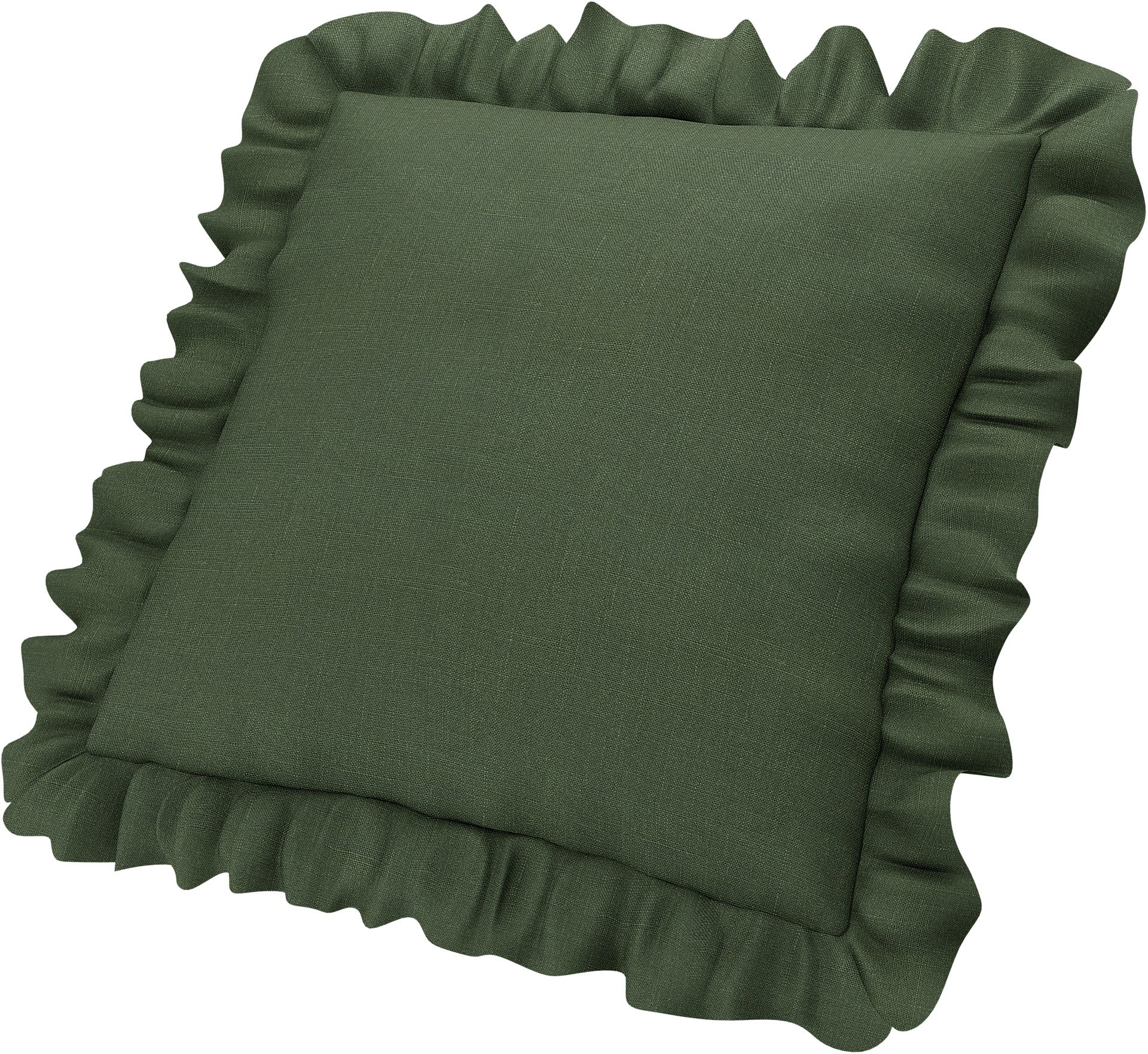 Cushion cover with ruffles , Moss, Linen - Bemz