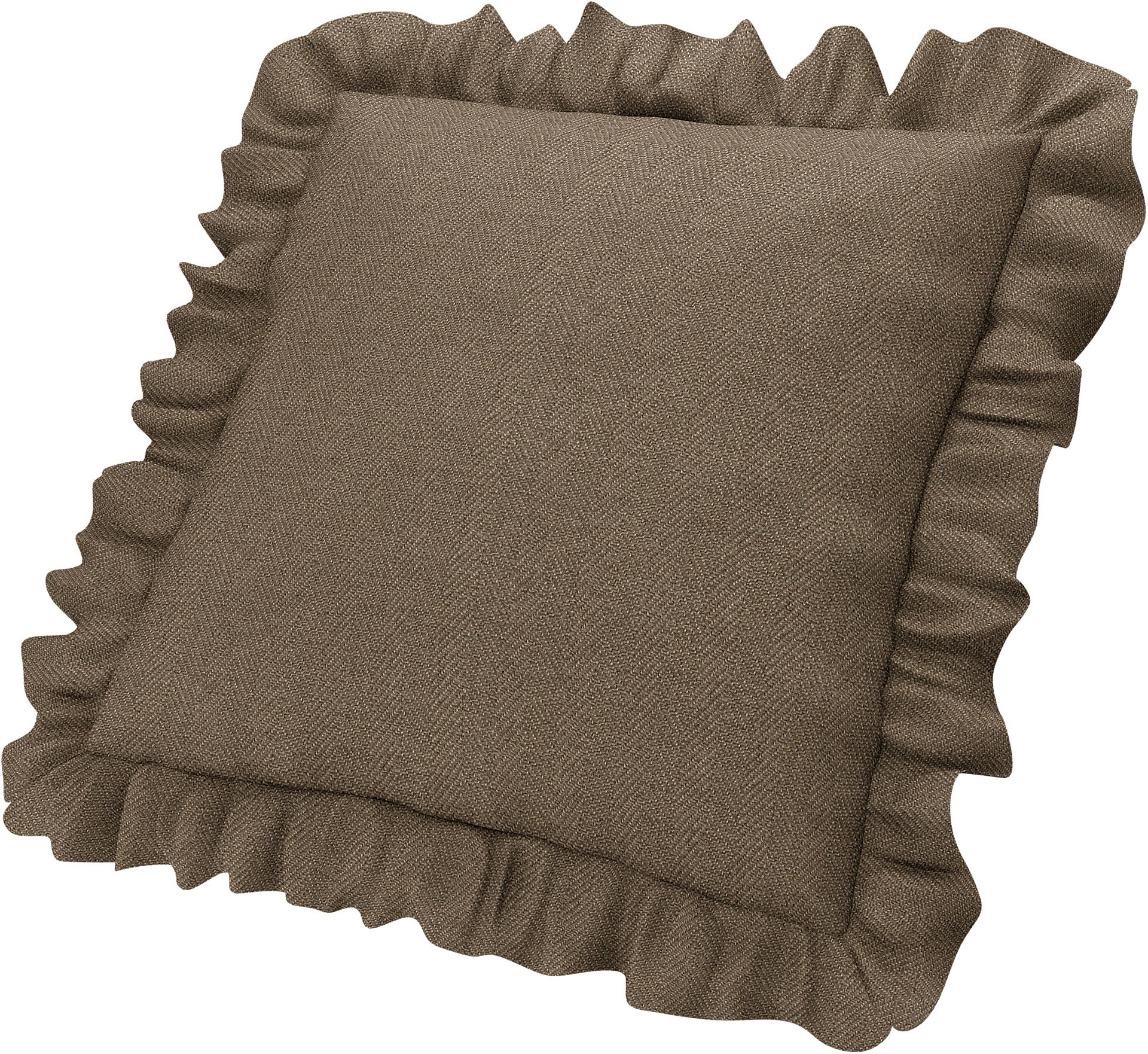 Kuddöverdrag med volanger, Dark Taupe, BOUCLÉ & TEXTUR - Bemz
